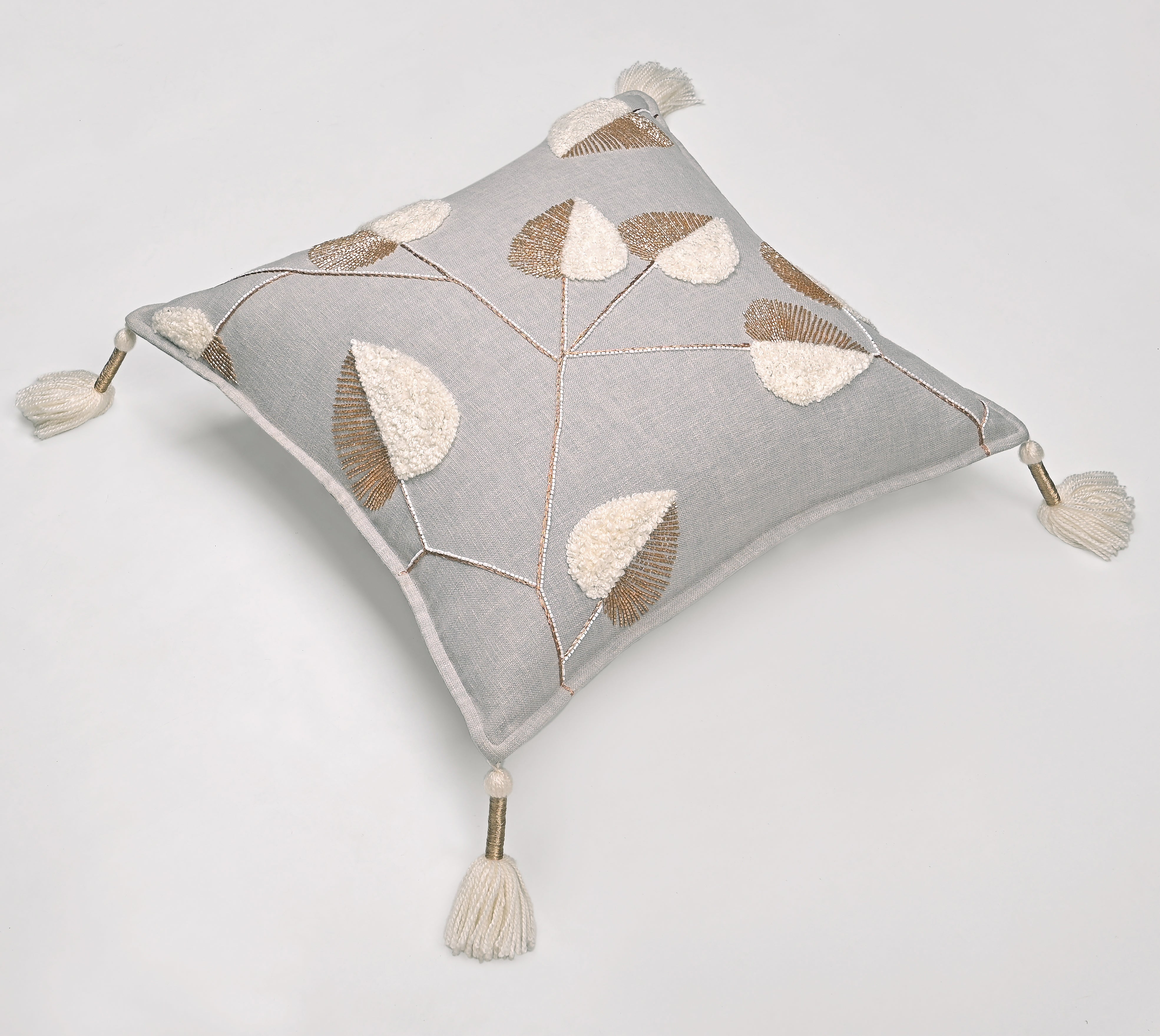 ISABELLA Grey Cotton Cushion Cover