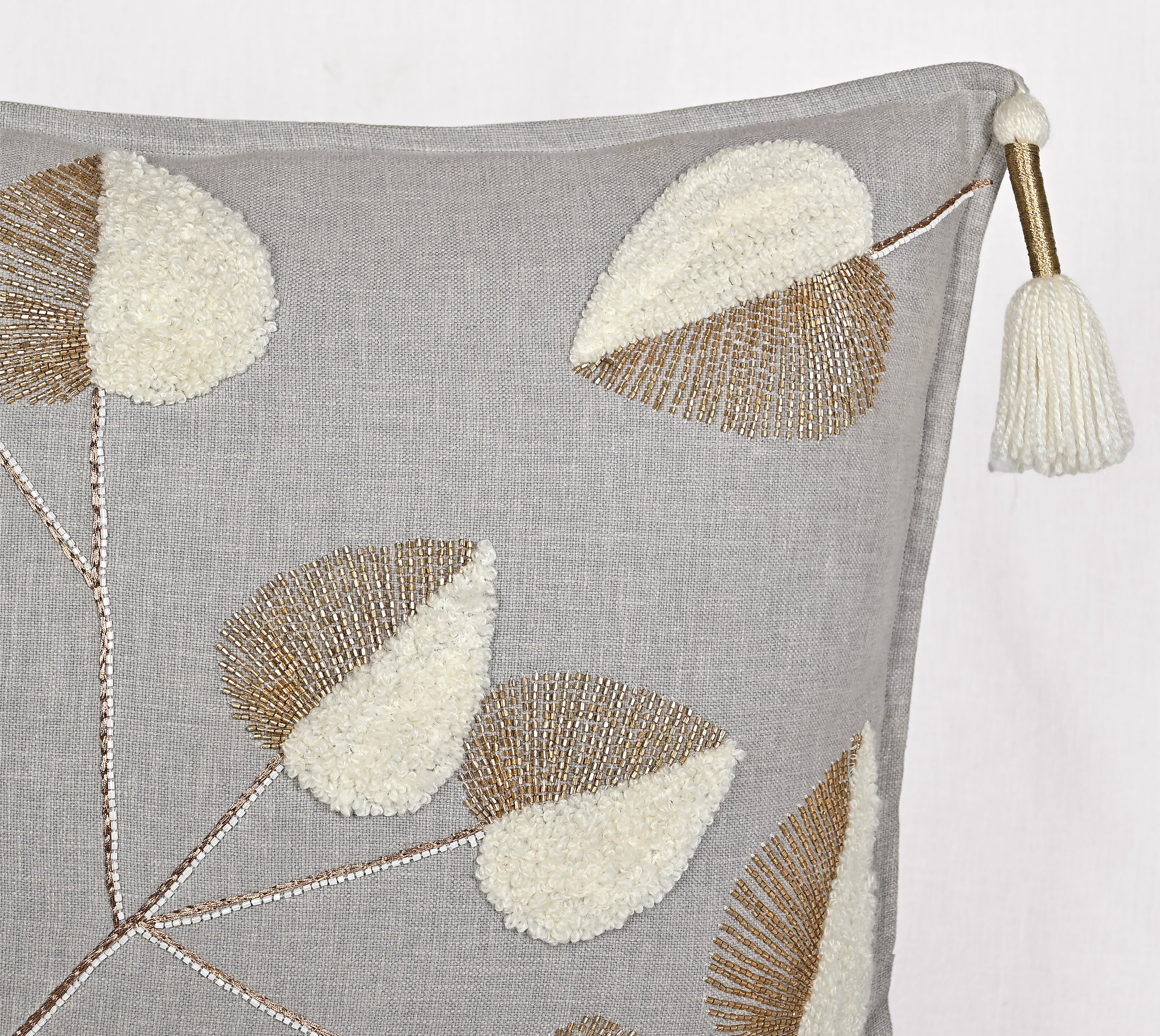 ISABELLA Grey Cotton Cushion Cover