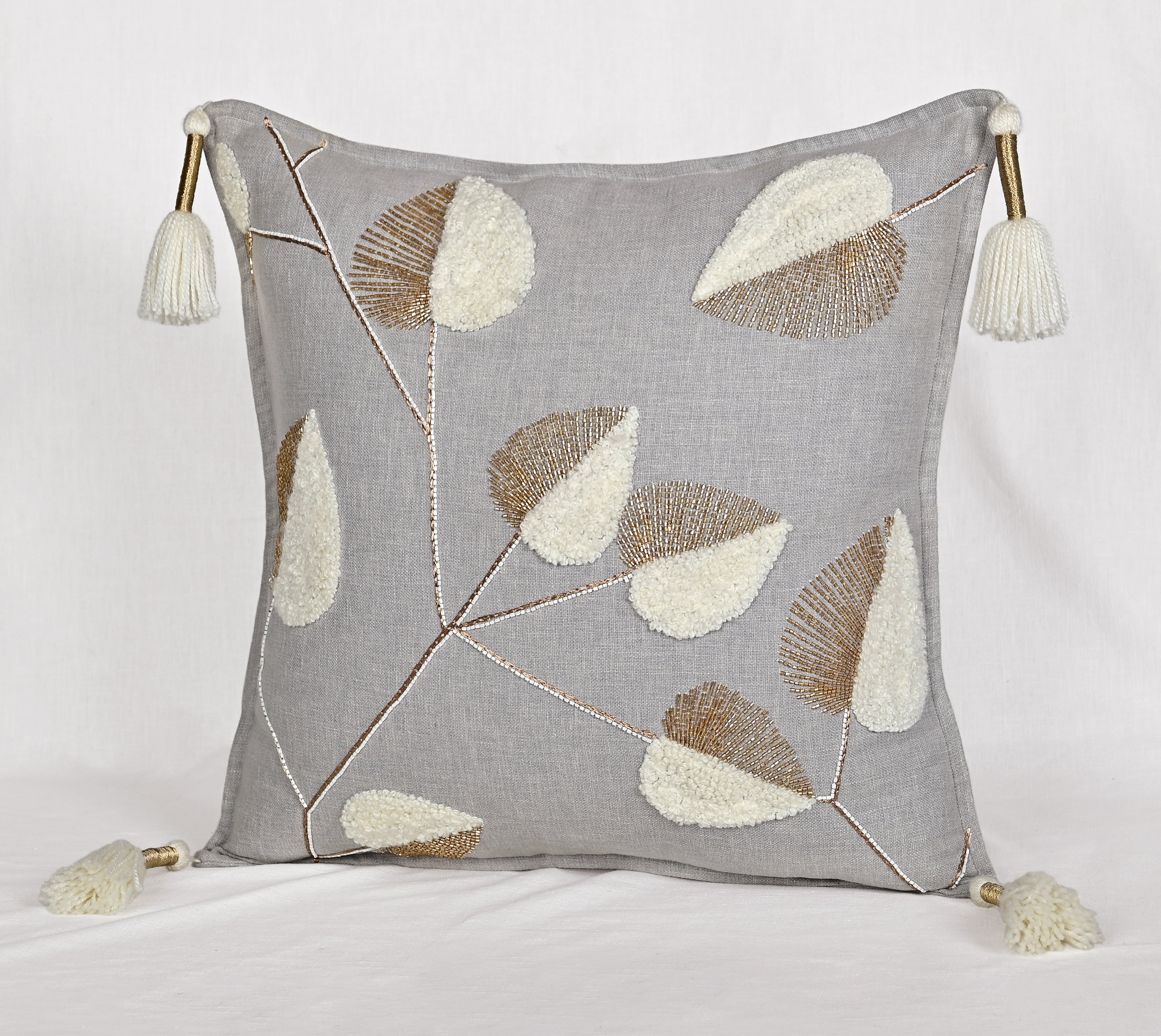 ISABELLA Grey Cotton Cushion Cover