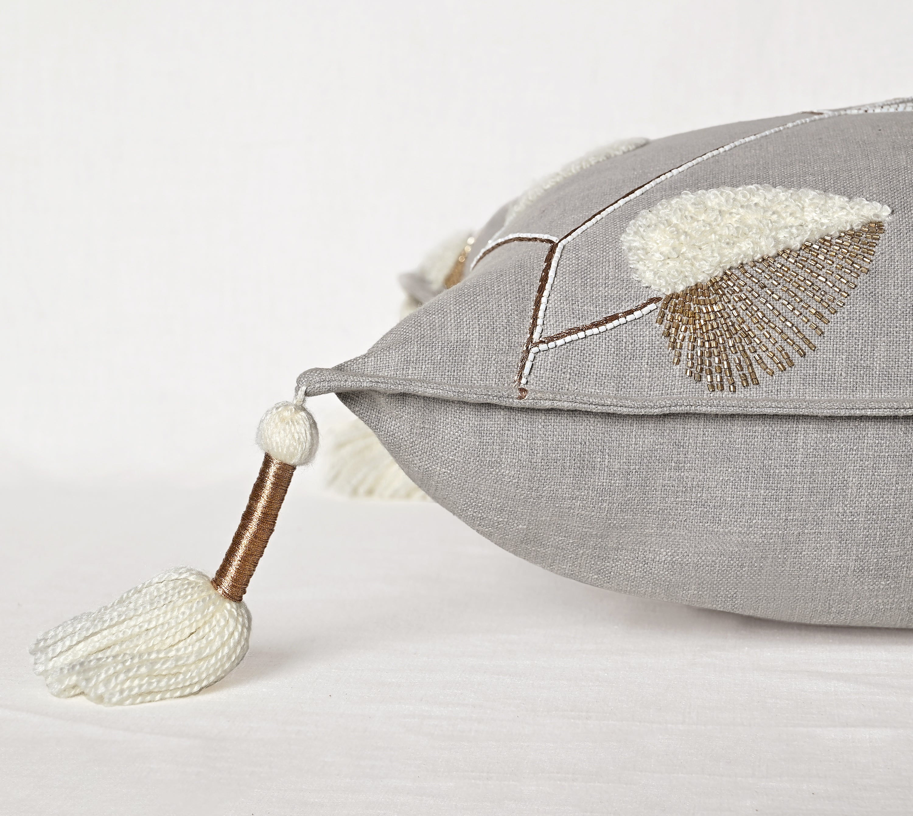 ISABELLA Grey Cotton Cushion Cover
