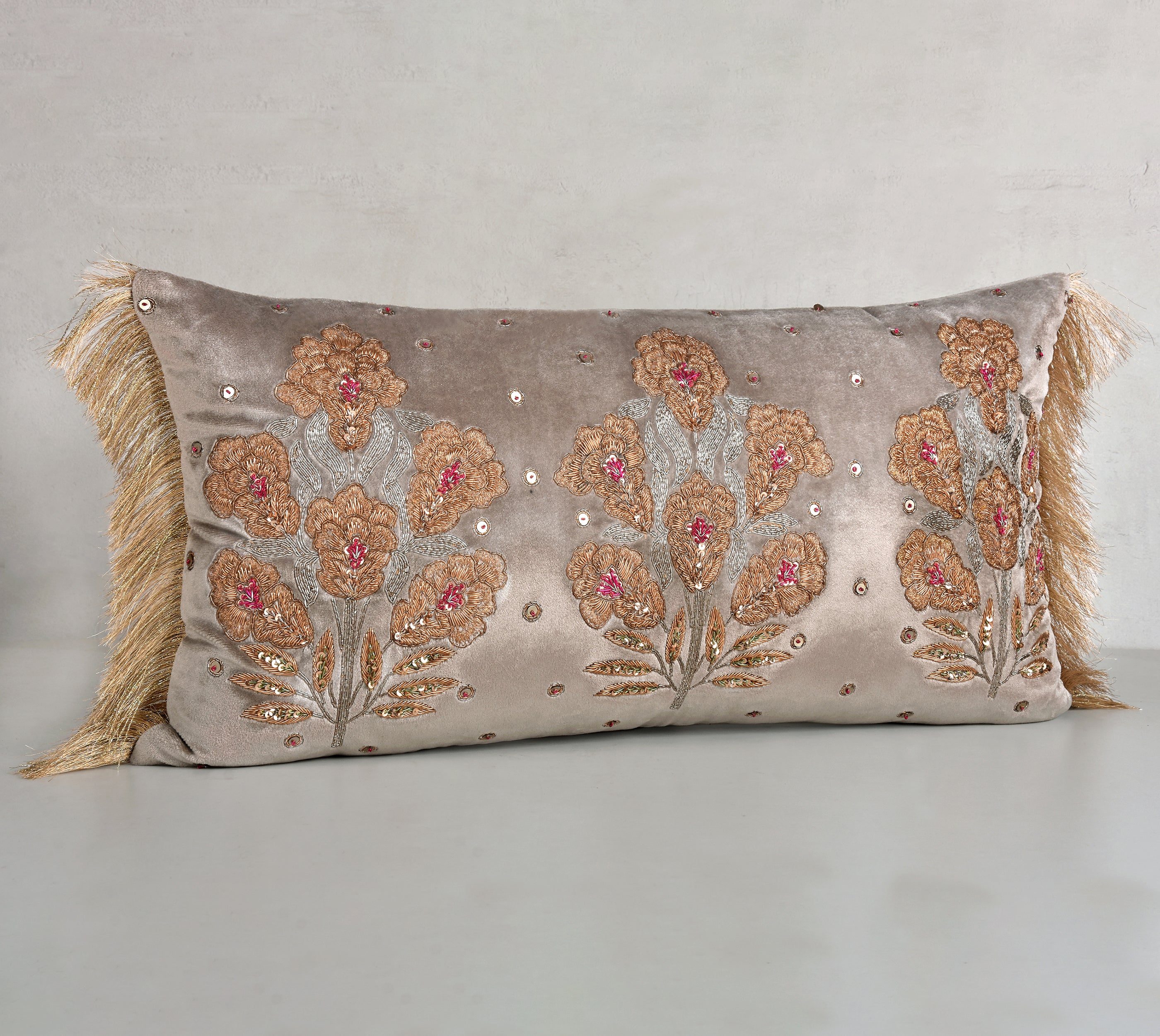 HERITAGE Grey Velvet Cushion Cover