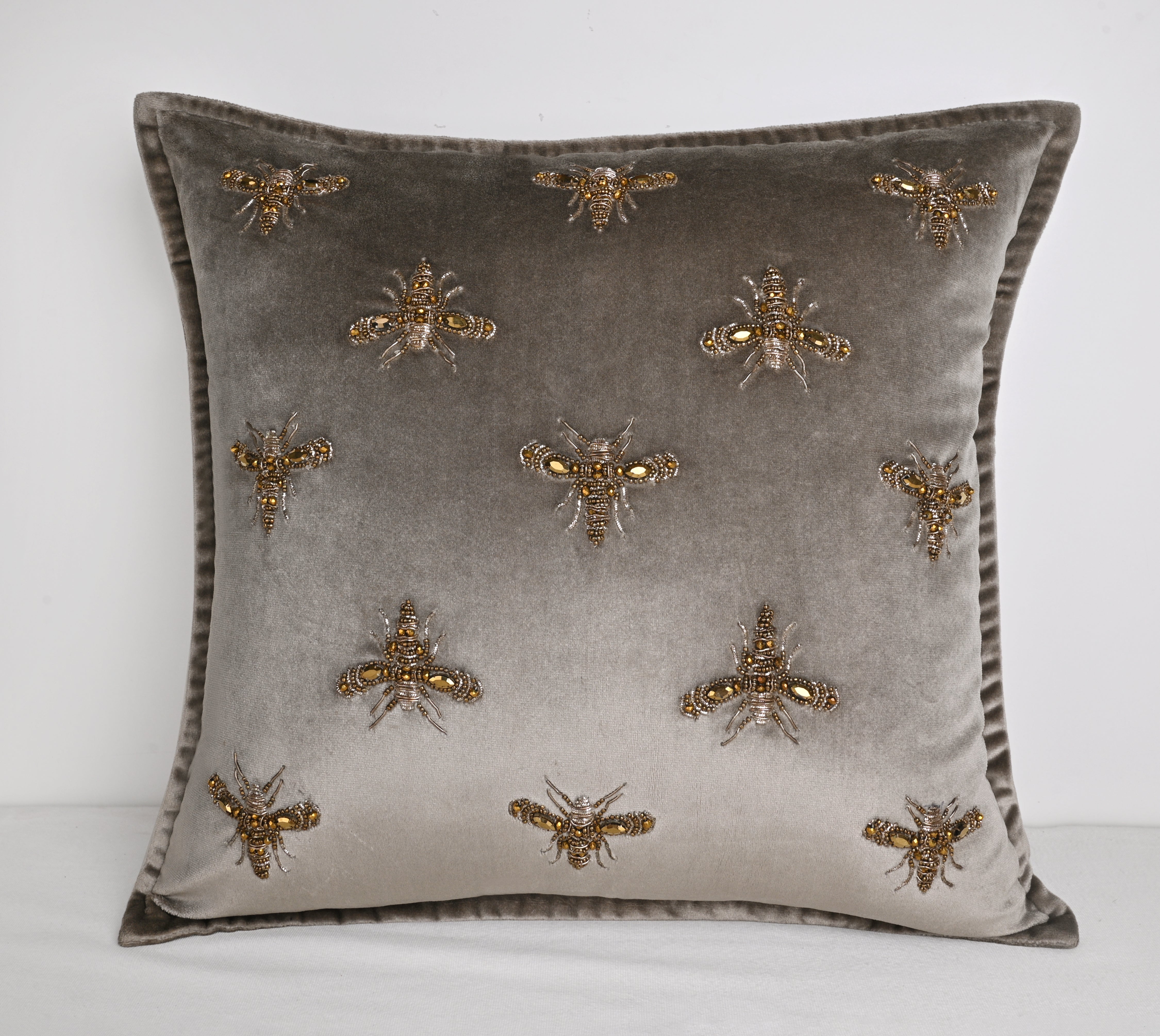GRACE Grey Velvet Cushion Cover