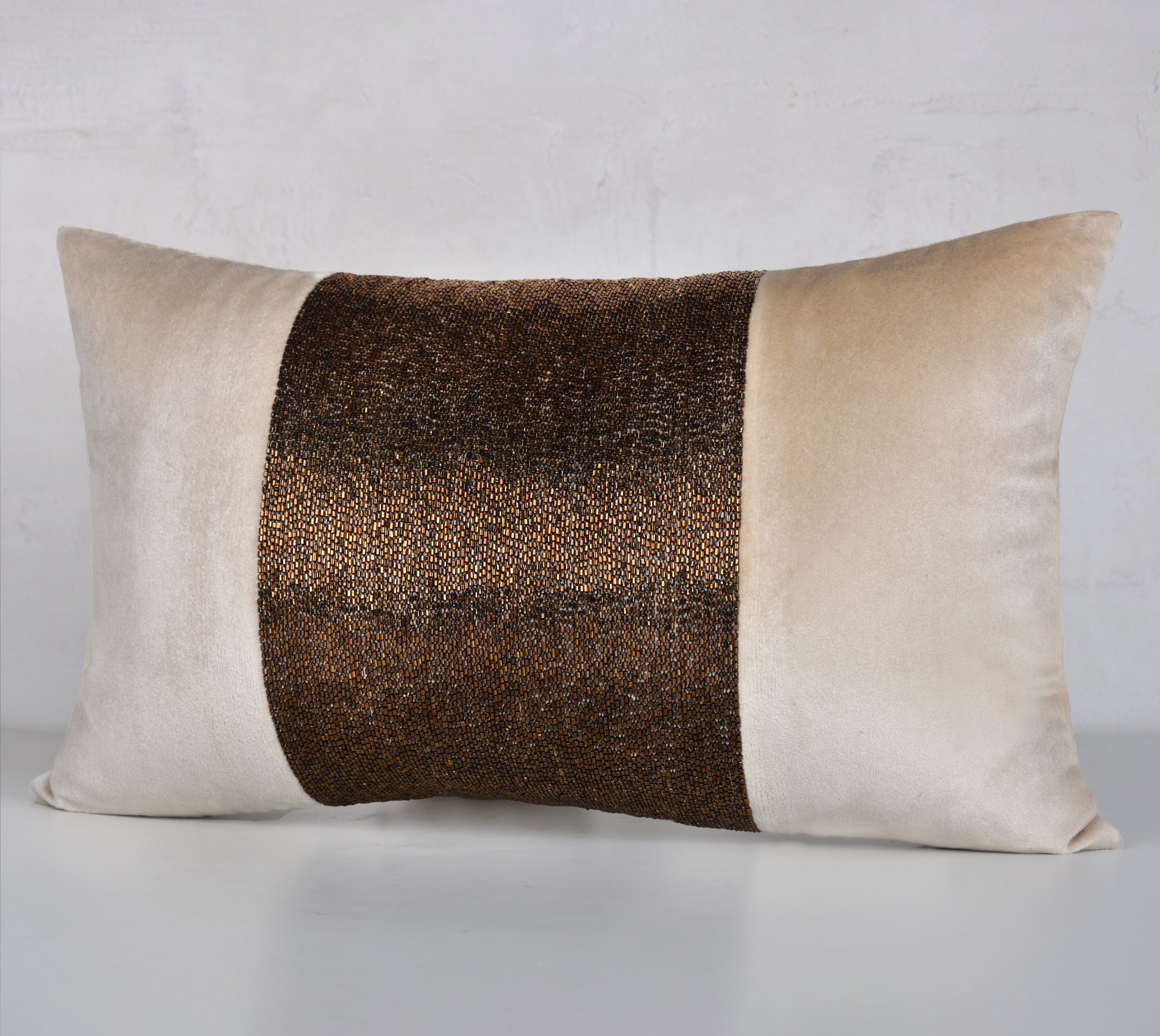 MIDAS Ecru Velvet Cushion cover