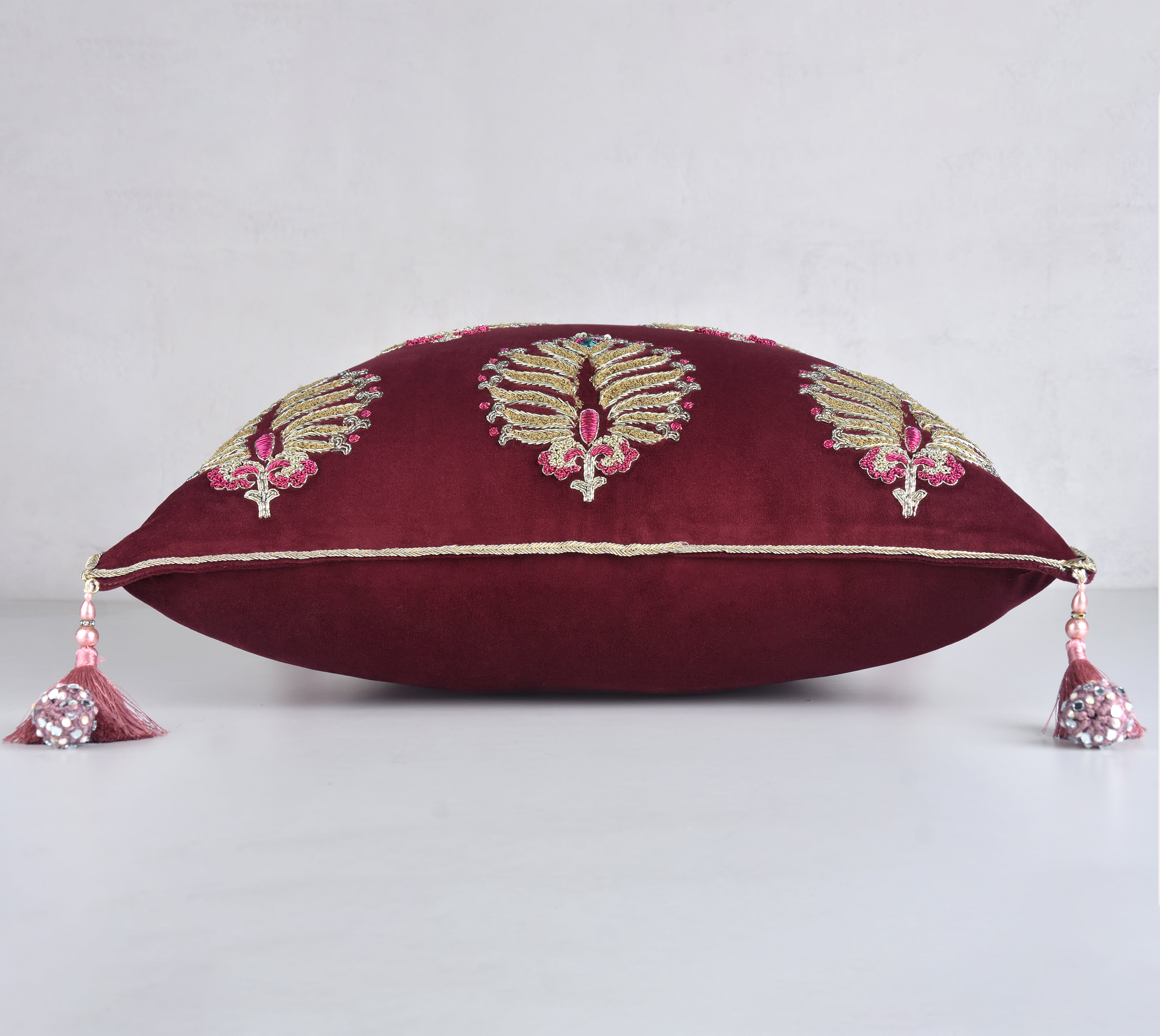 HERITAGE Burgandy velvet Cushion Cover