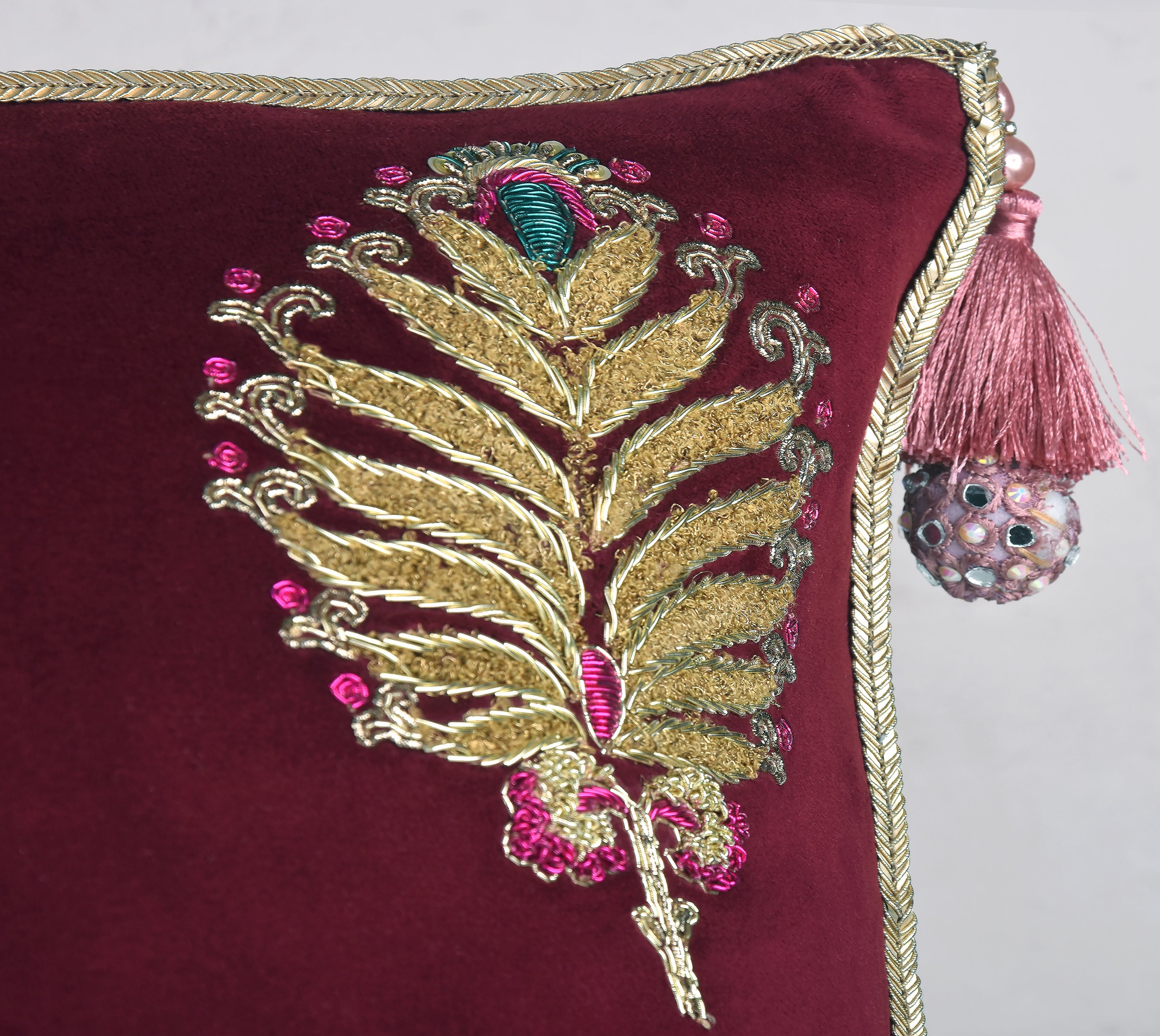 HERITAGE Burgandy velvet Cushion Cover