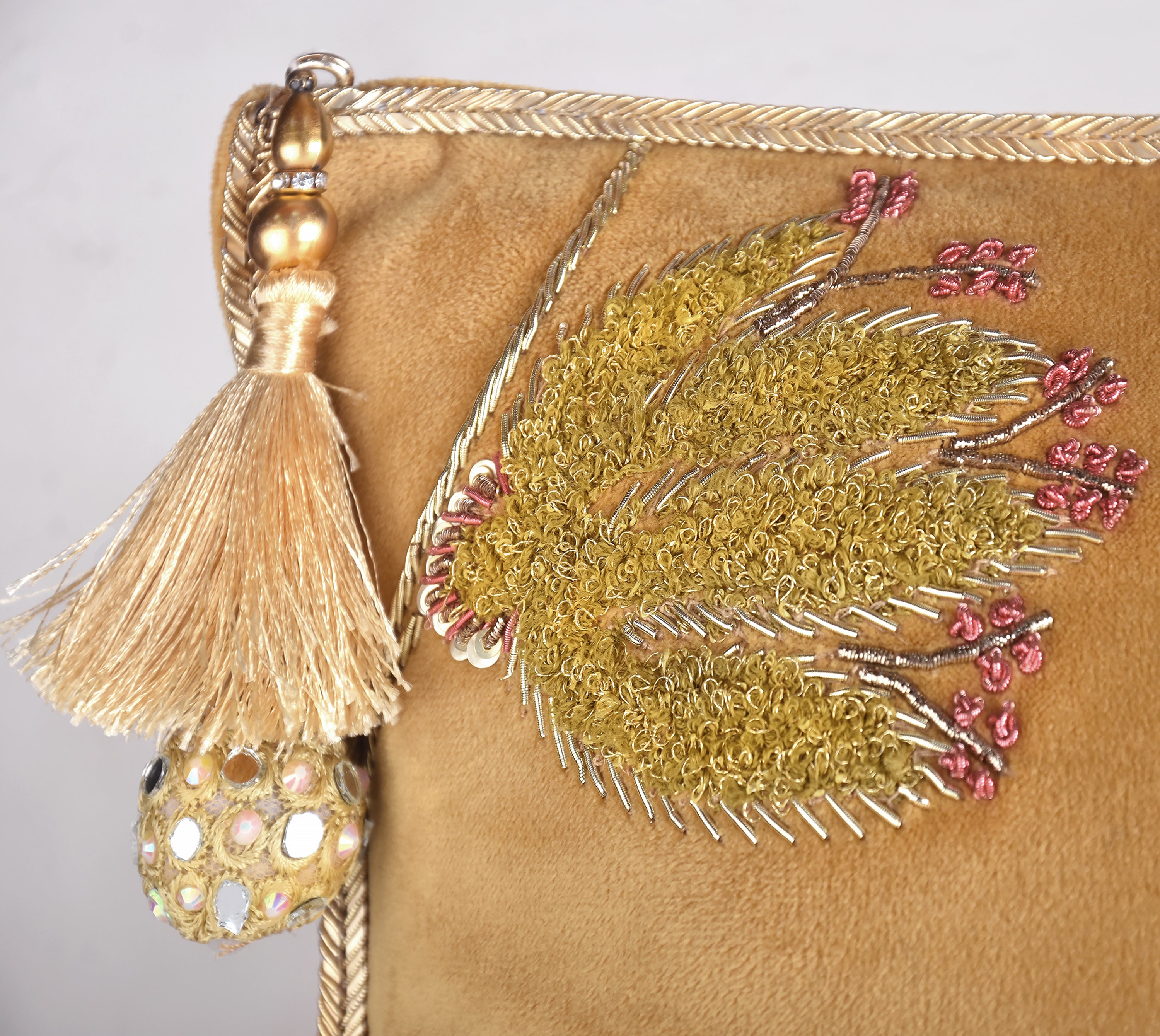 HERITAGE Yellow Velvet Cushion Cover
