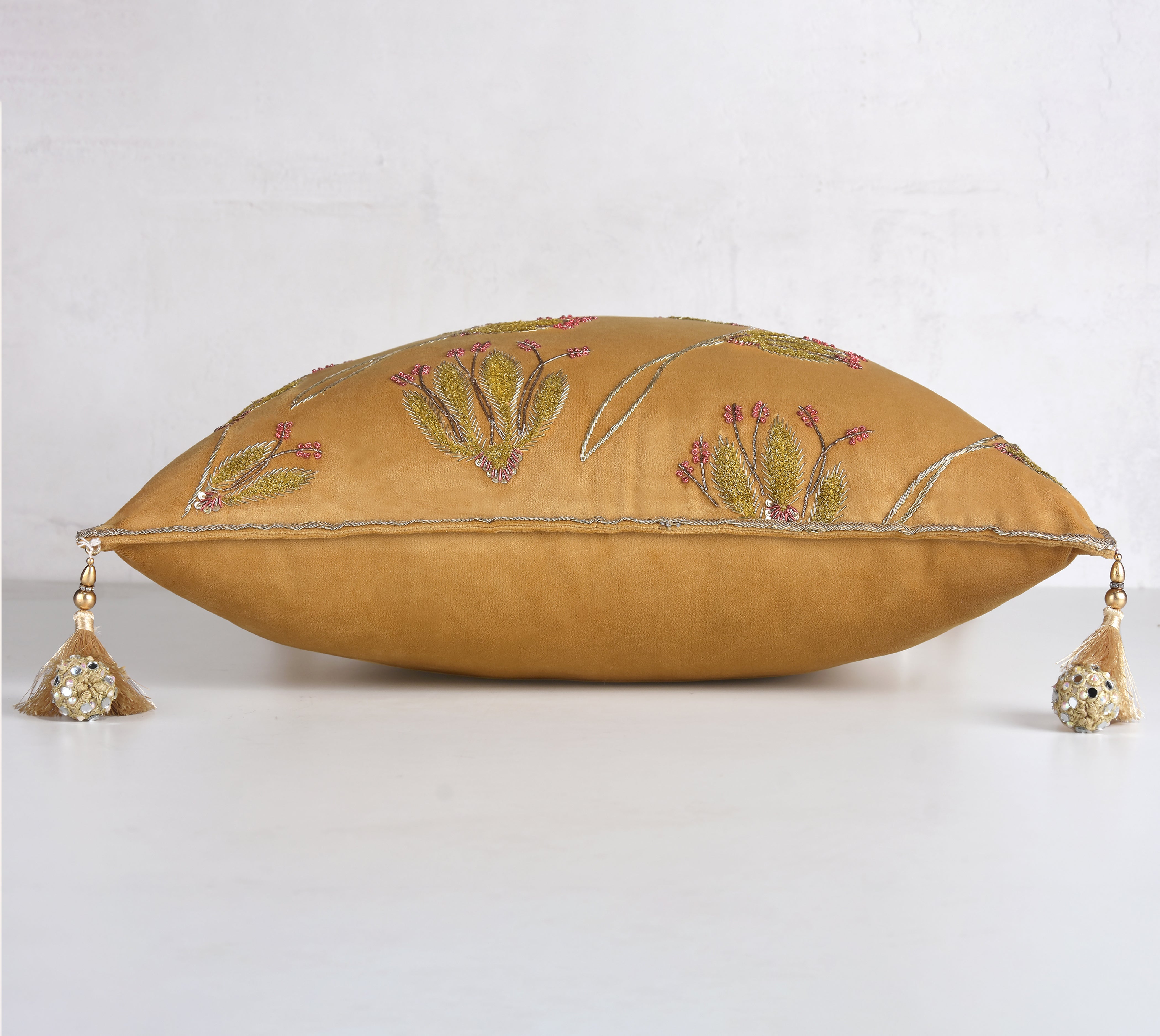 HERITAGE Yellow Velvet Cushion Cover