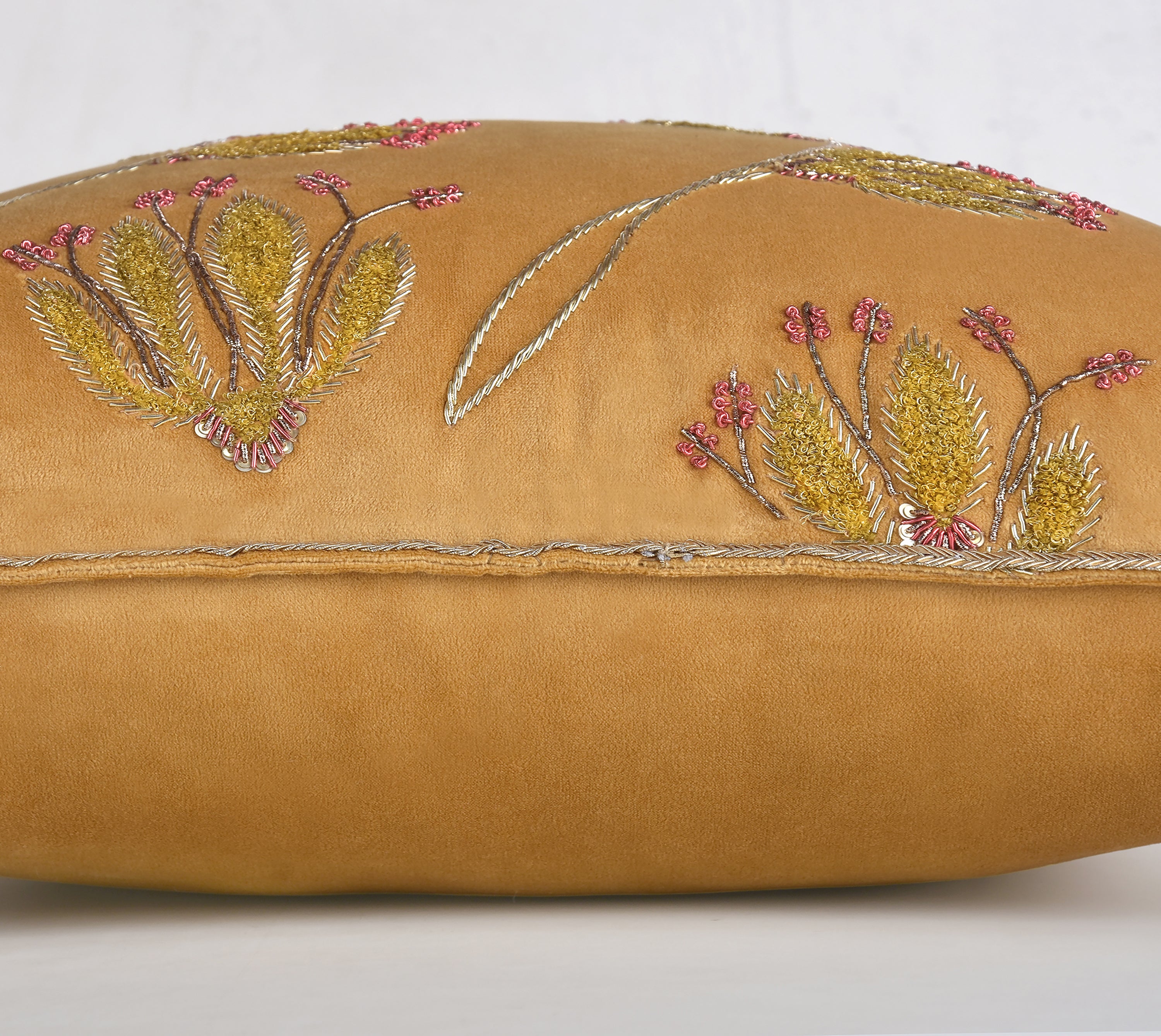 HERITAGE Yellow Velvet Cushion Cover