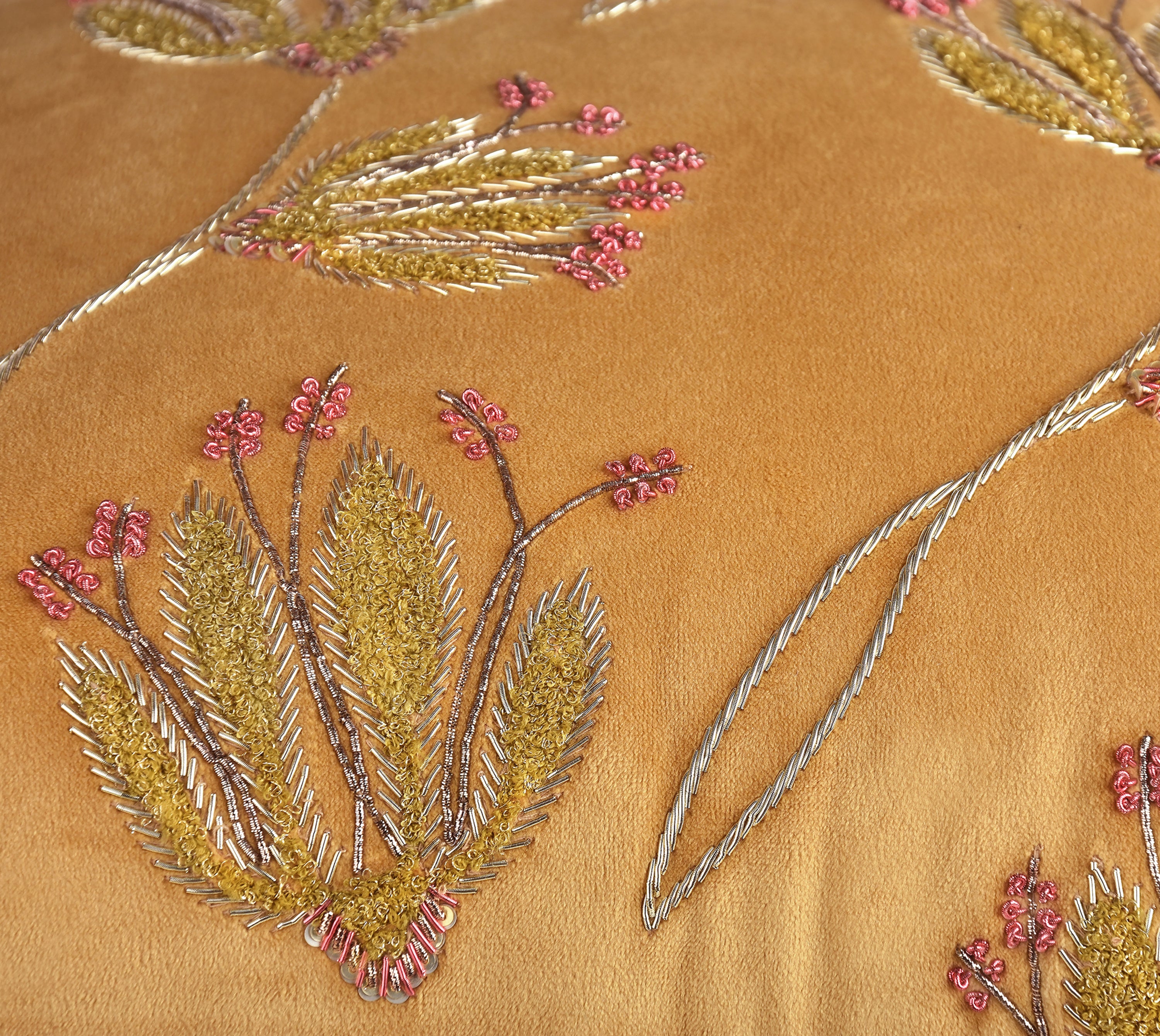 HERITAGE Yellow Velvet Cushion Cover