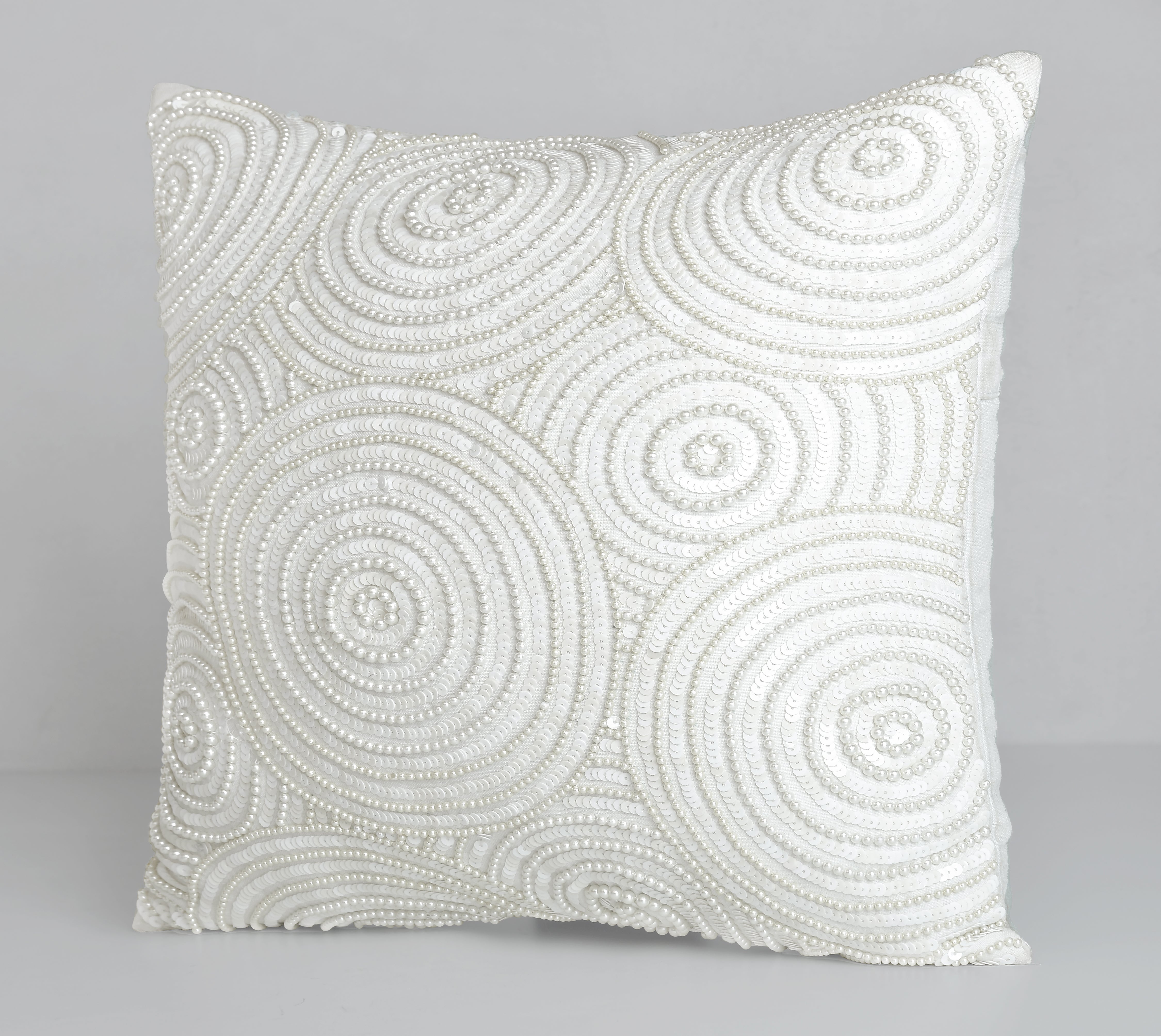 IRIS Off white Beaded Cushion Cover