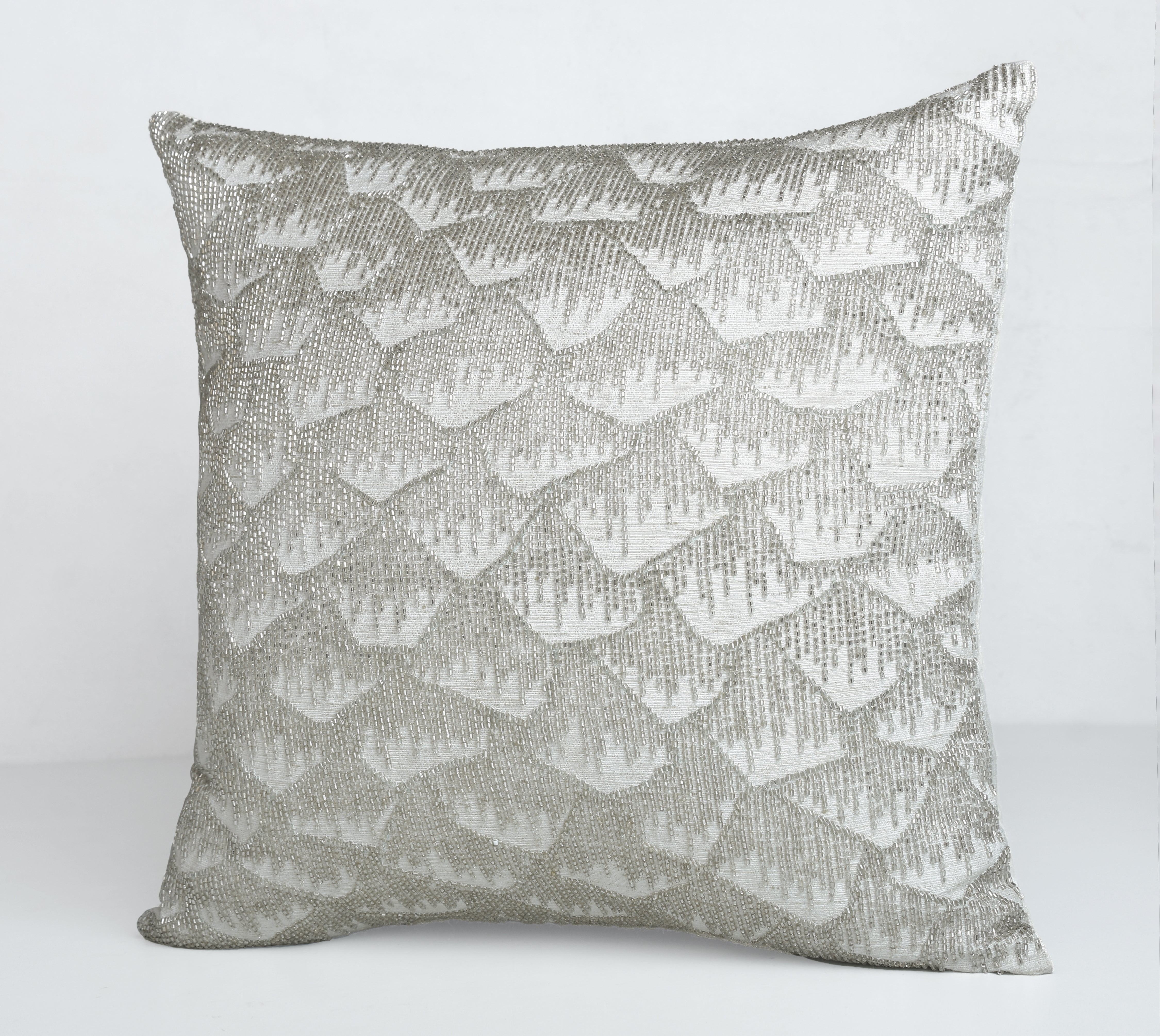 MEREDITH White Beaded Cushion Cover