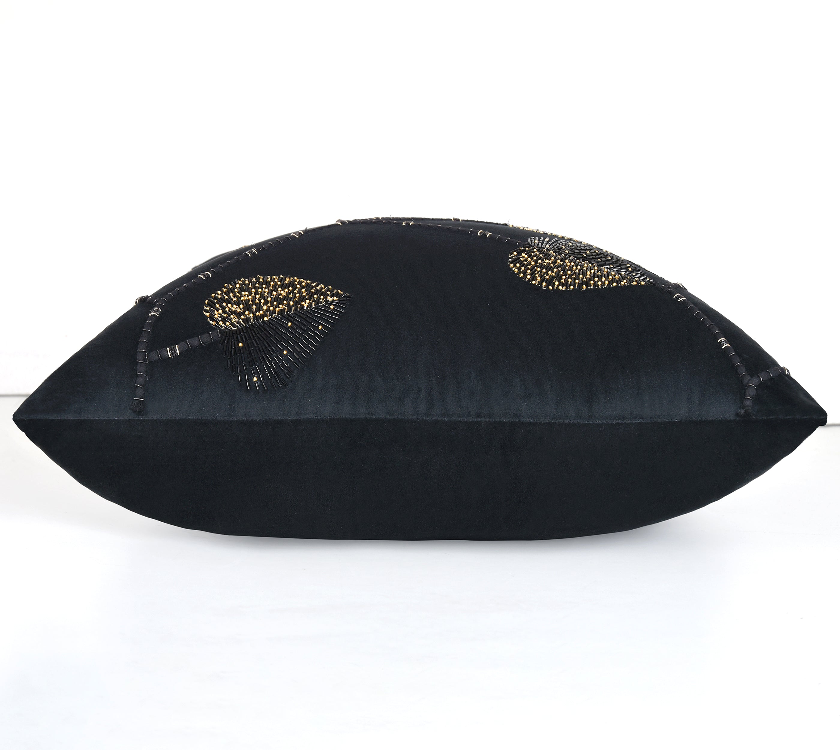 DECORAH BLACK Velvet Beaded Cushion Cover