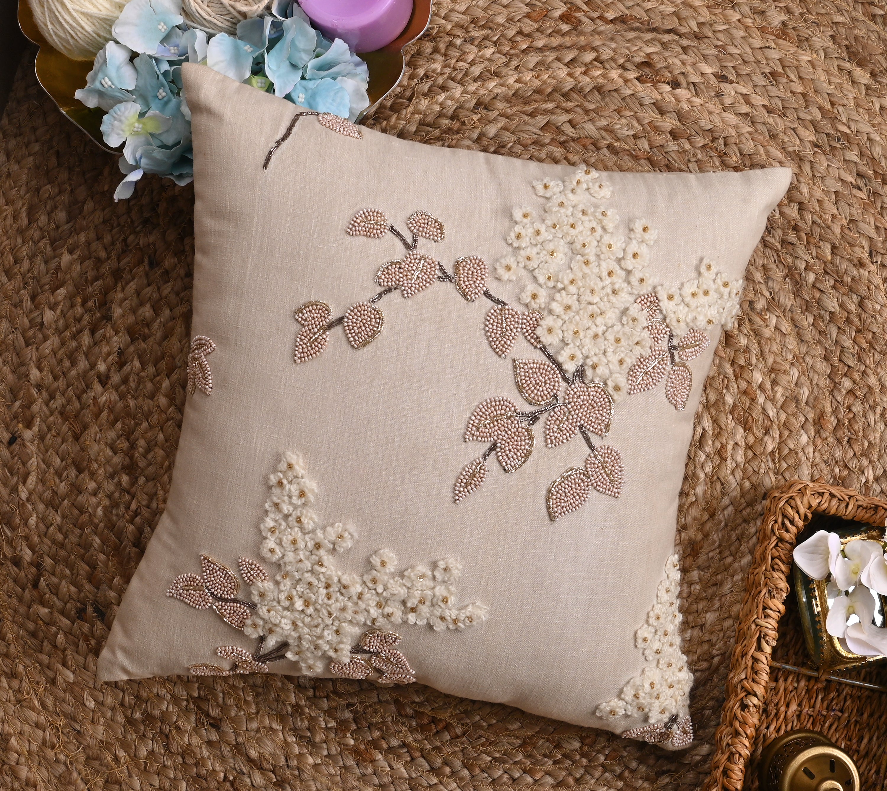 ISABELLA Light Beige Linen Cushion Cover