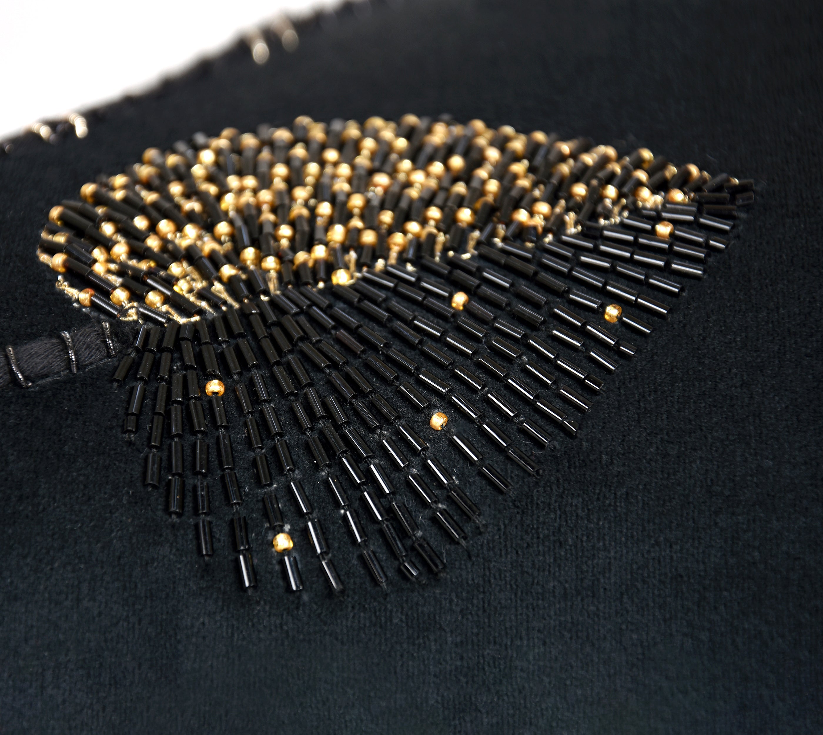 DECORAH BLACK Velvet Beaded Cushion Cover