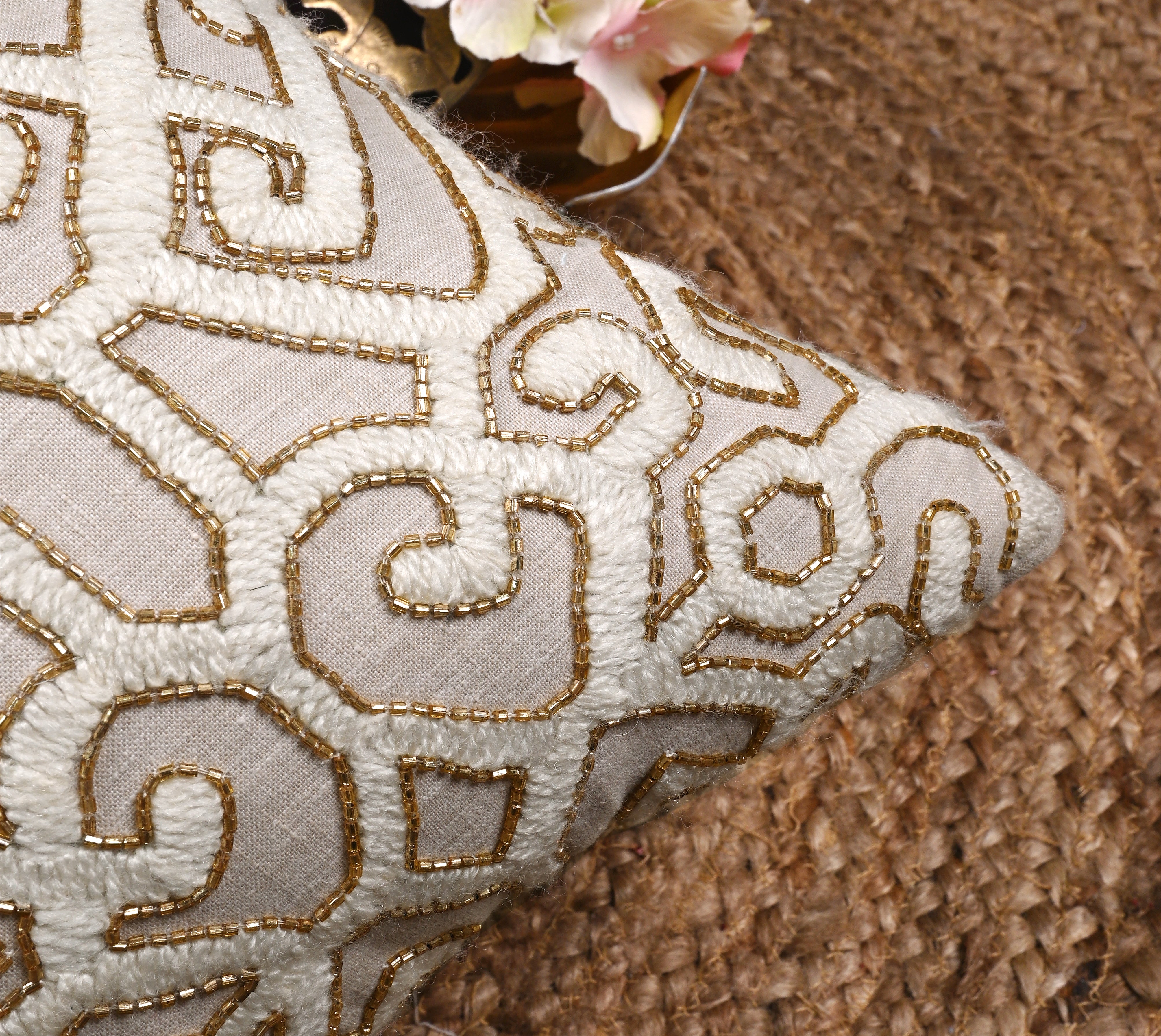 ISABELLA Beige Linen Cushion Cover