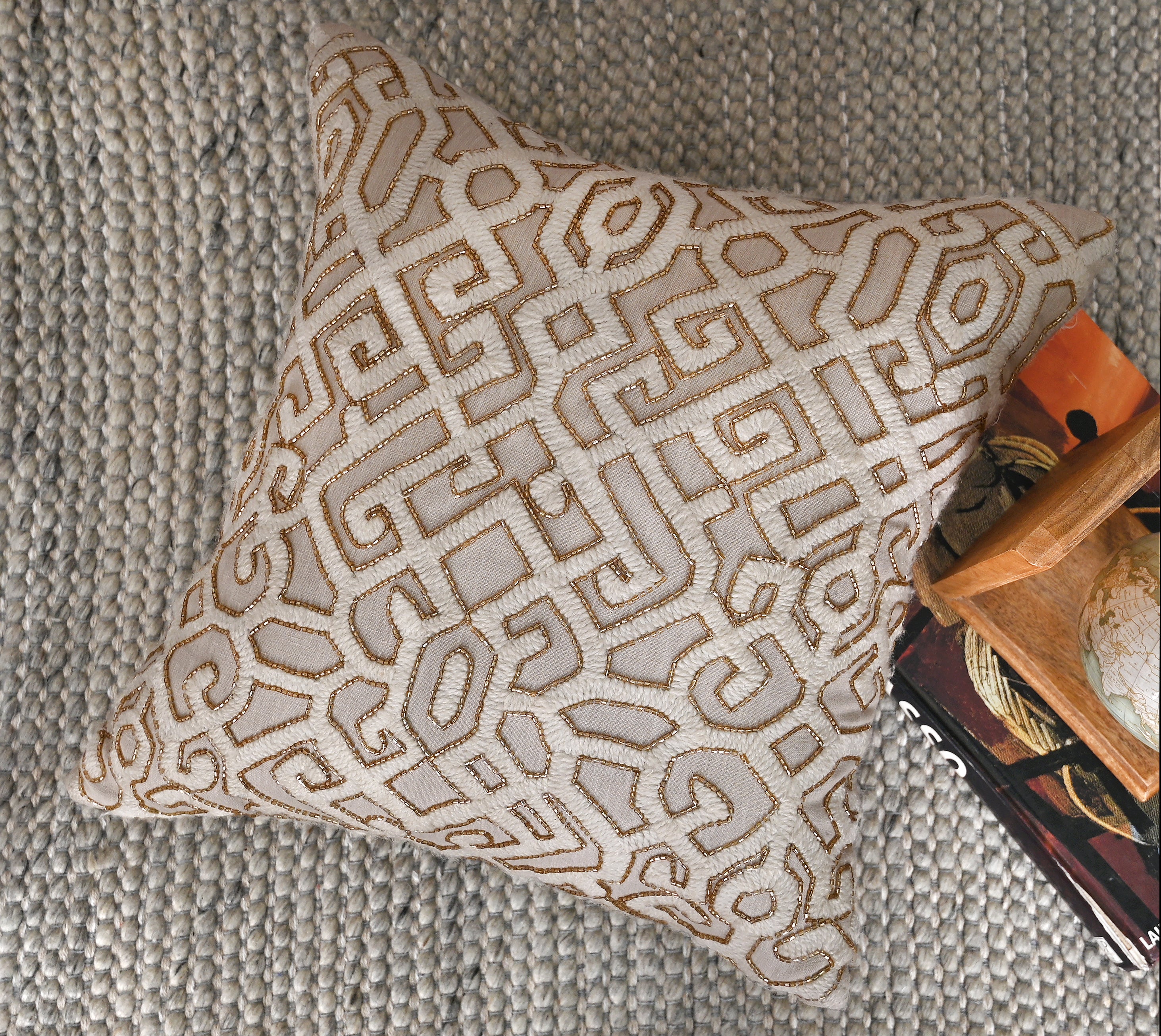ISABELLA Beige Linen Cushion Cover
