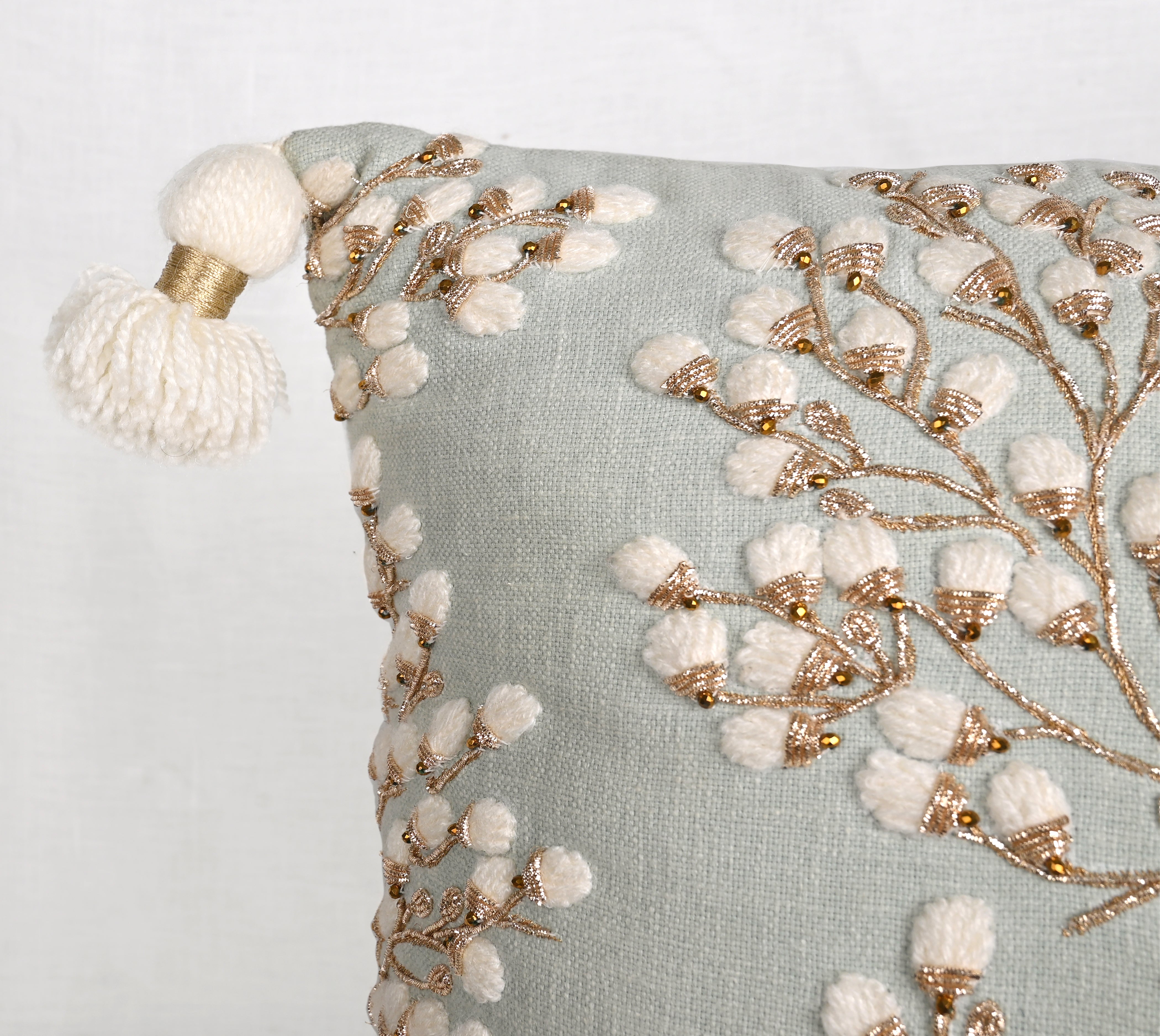 ISABELLA Mint Cotton Cushion Cover