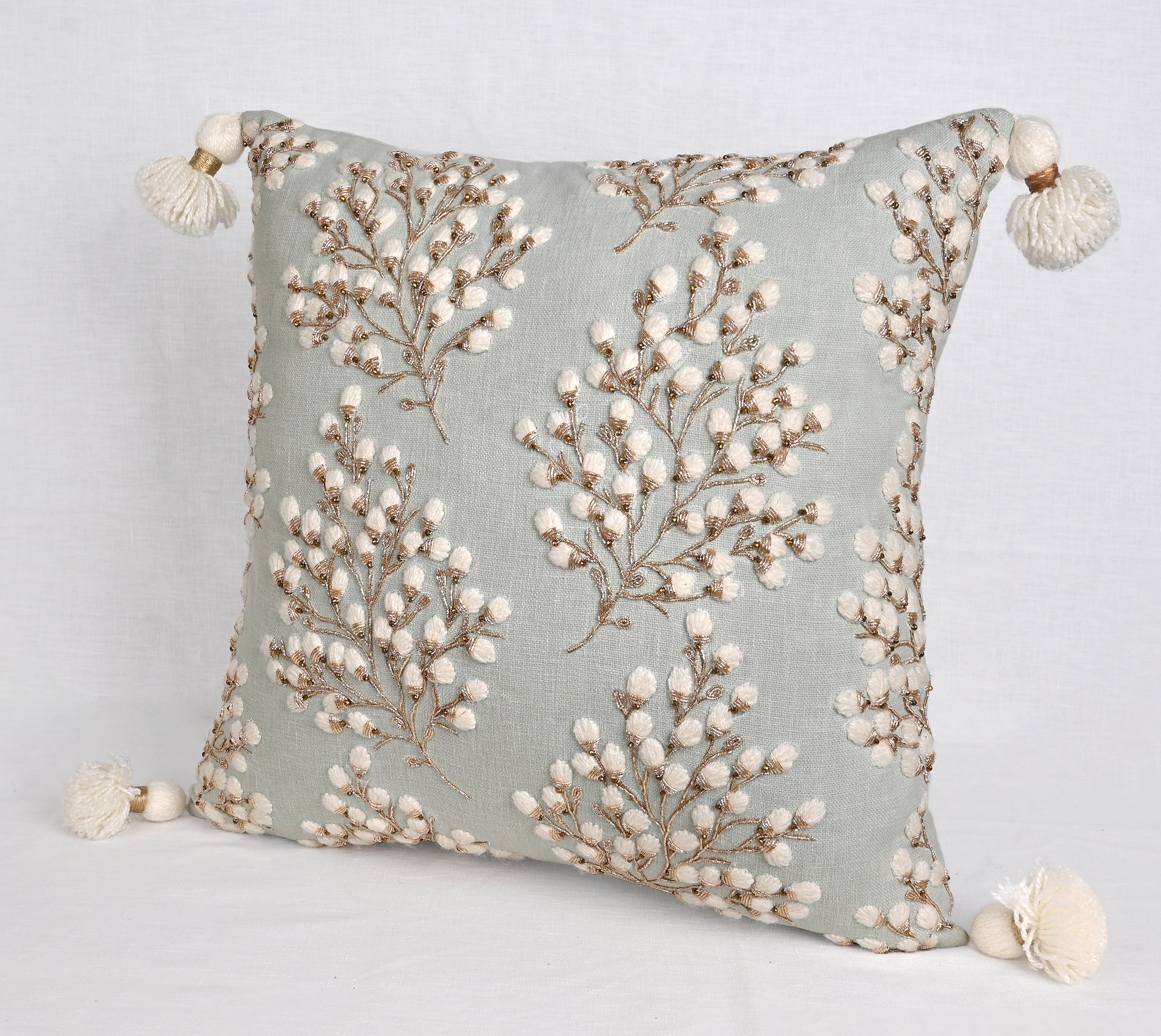 ISABELLA Mint Cotton Cushion Cover