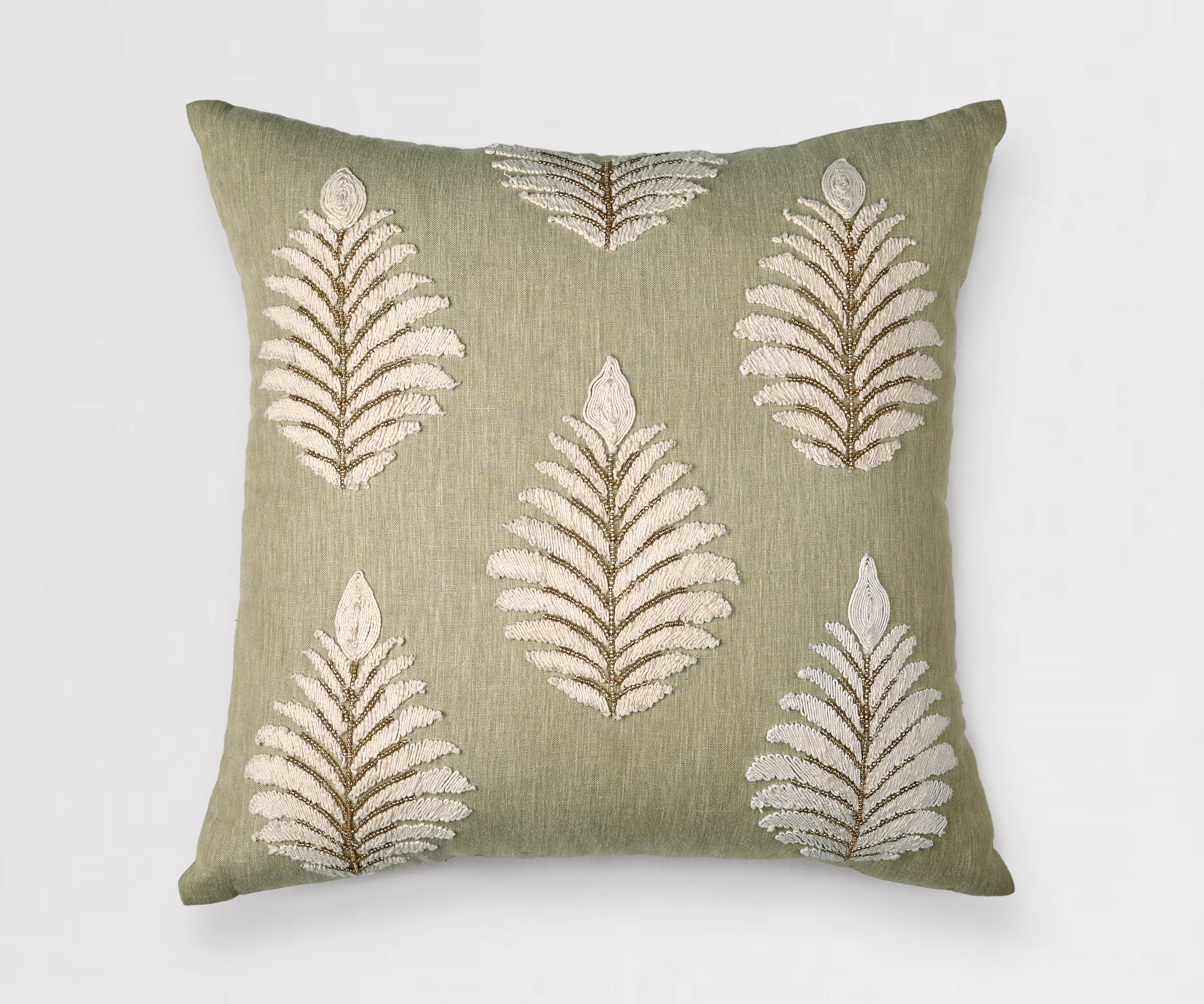 ISABELLA Green Linen Cushion Cover