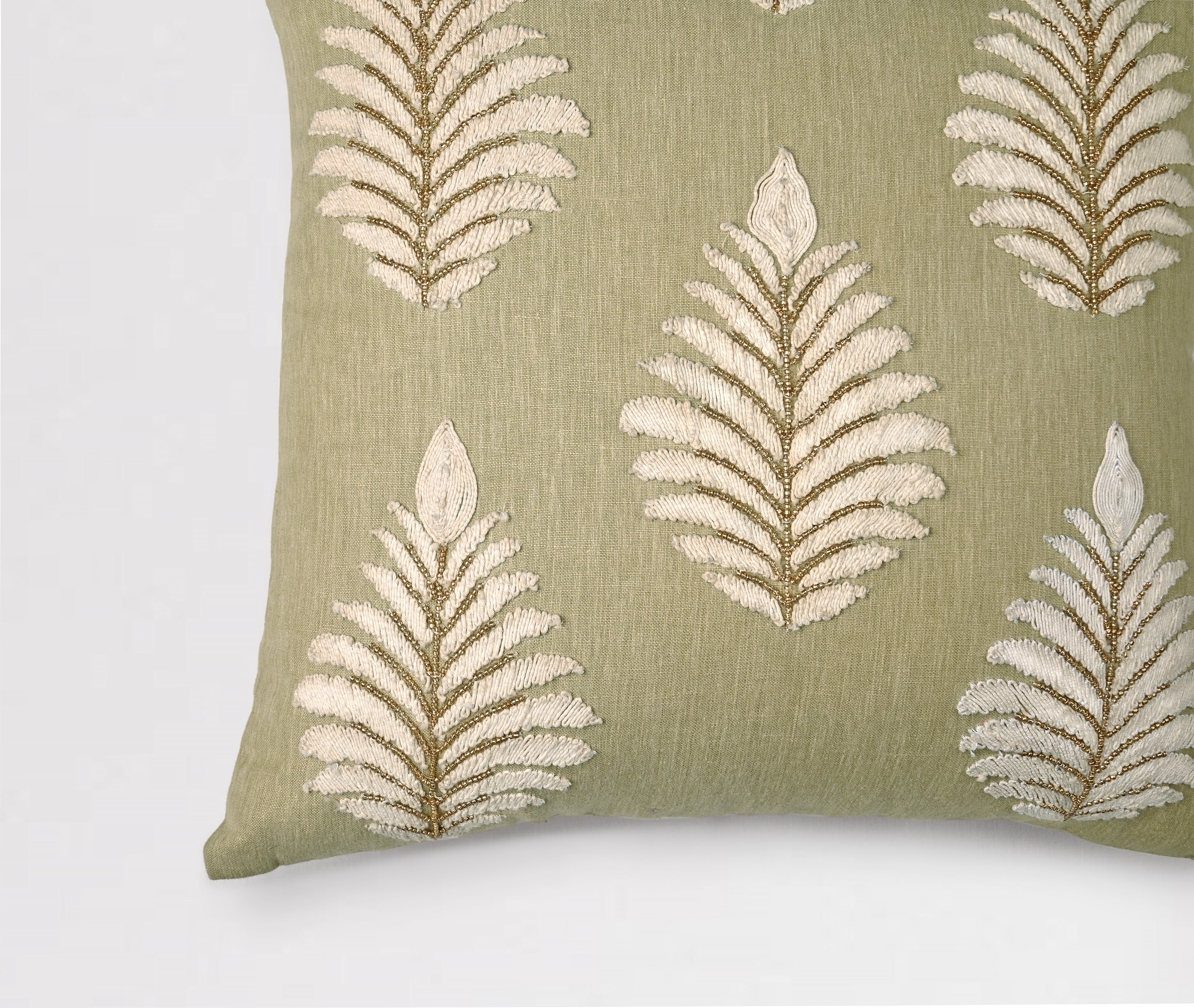ISABELLA Green Linen Cushion Cover