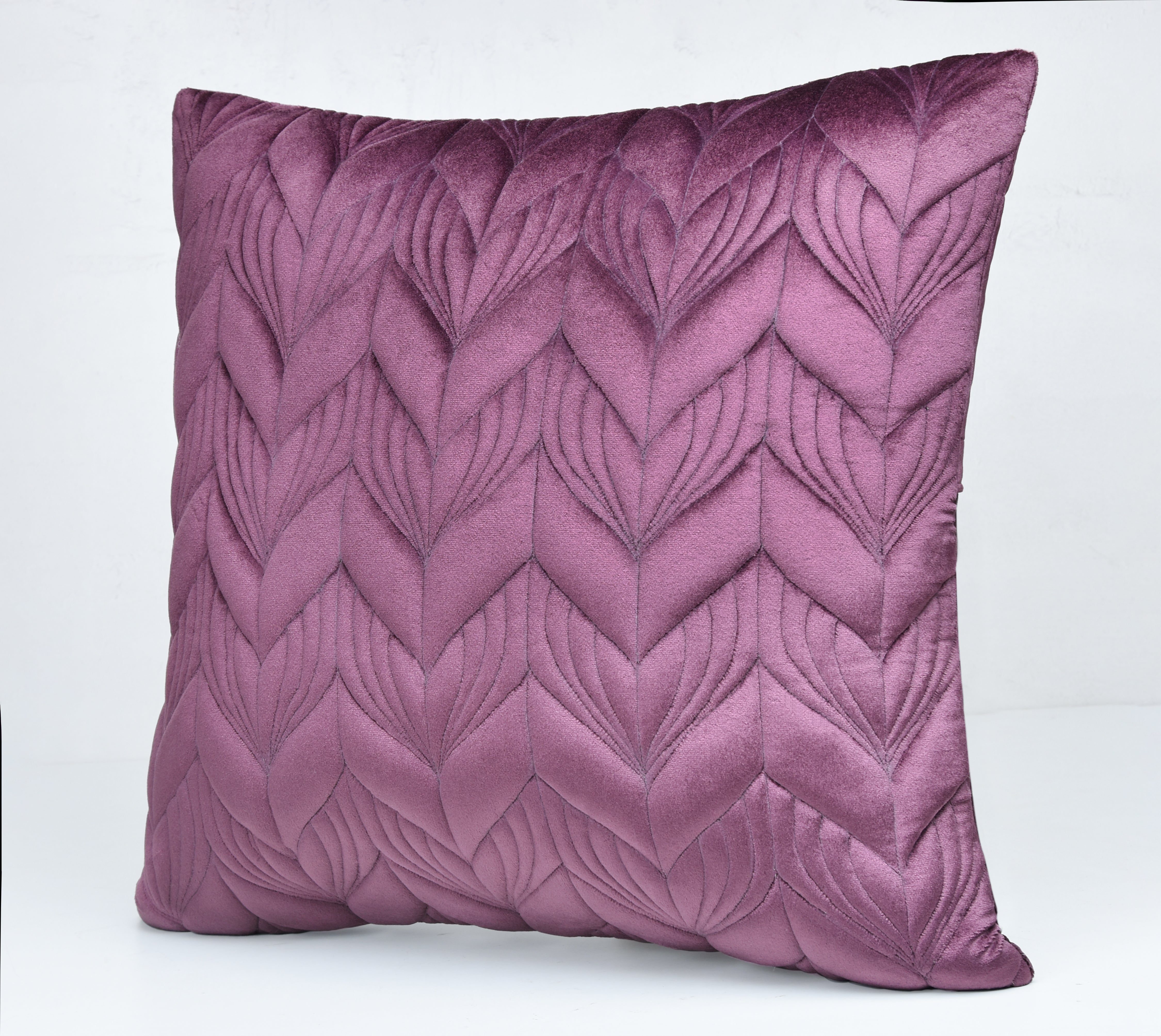 JASPER Purple Quilted Velvet Cushion Cover