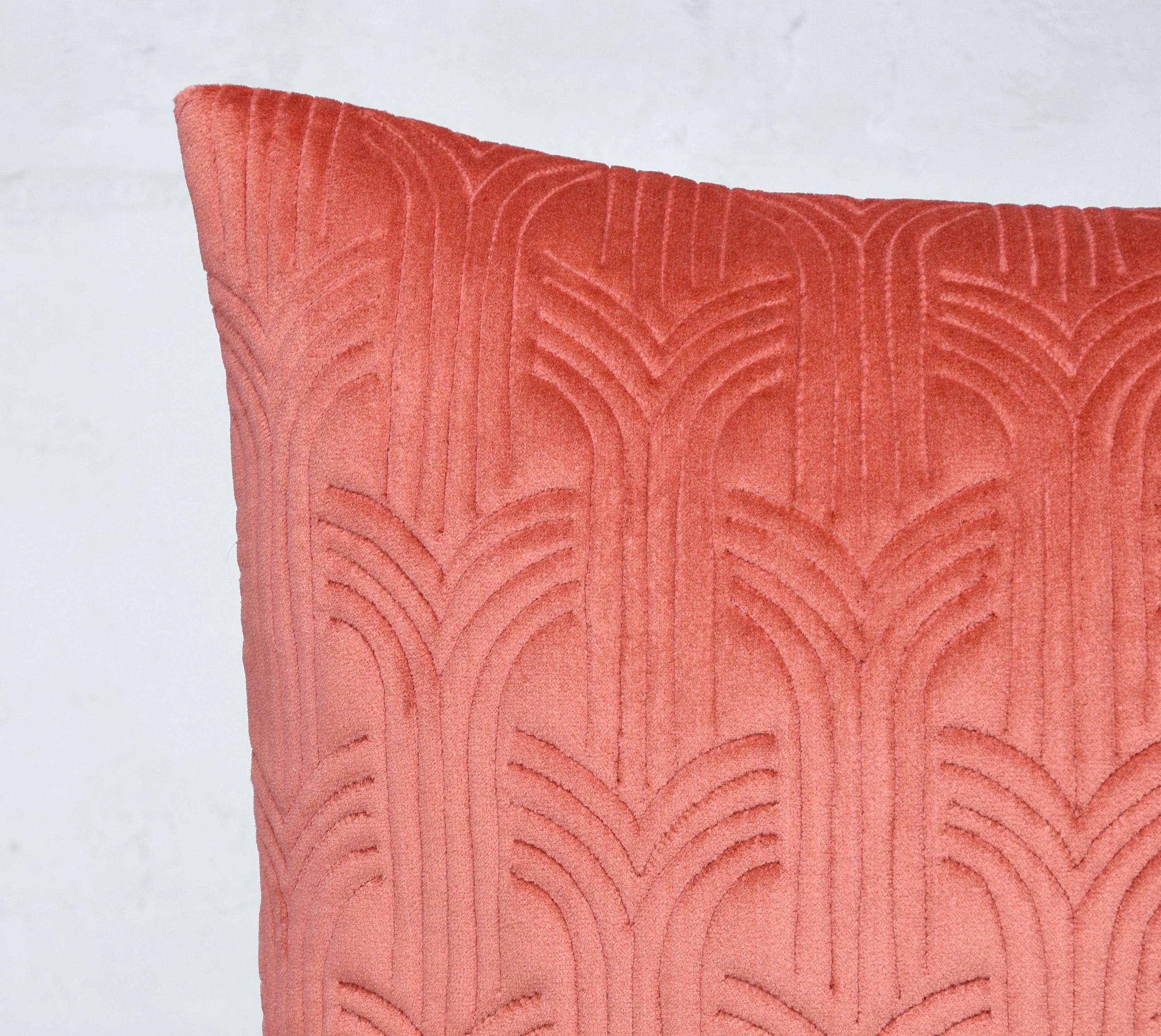 JASPER Coral Quilted Velvet Cushion Cover
