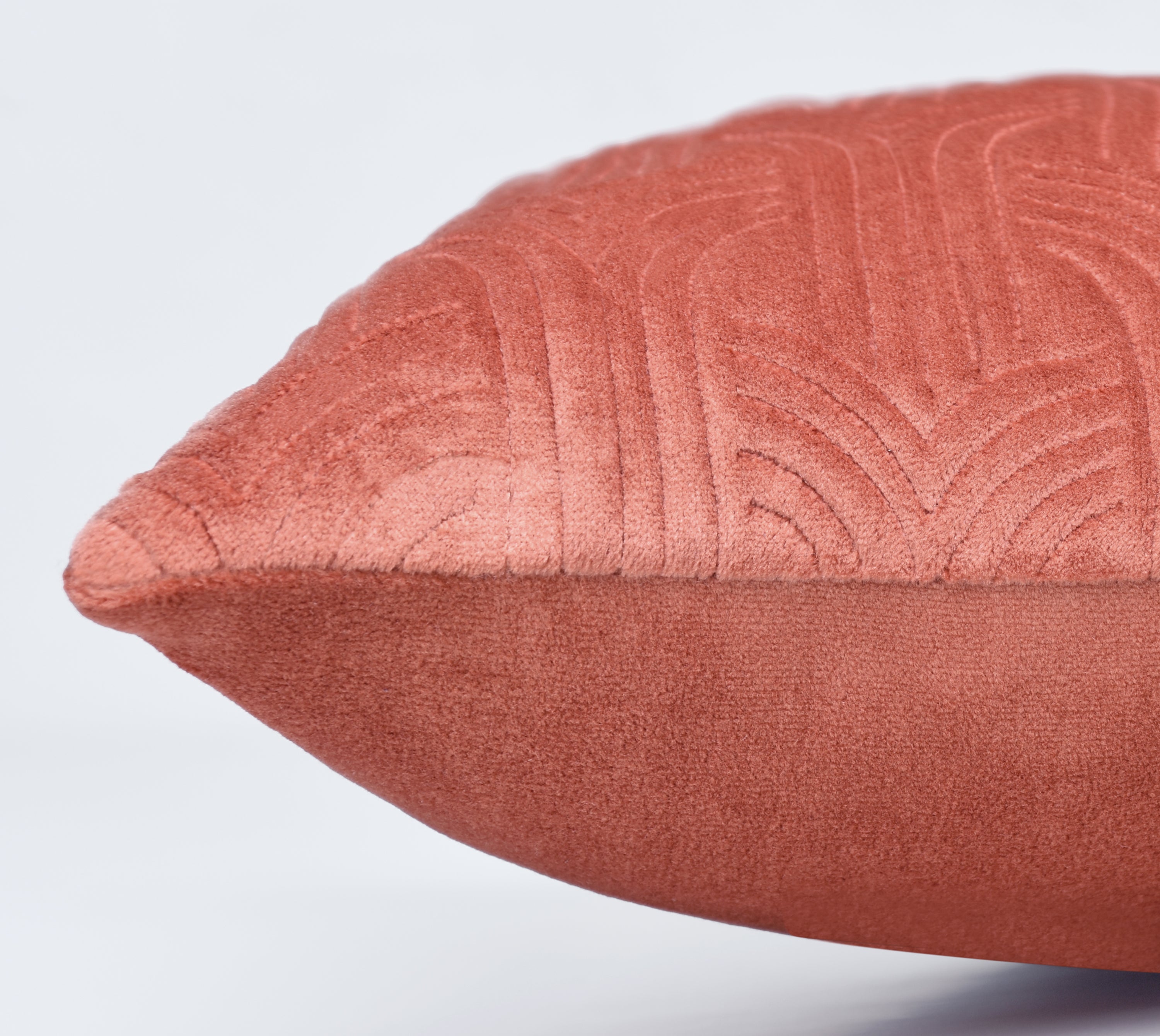 JASPER Coral Quilted Velvet Cushion Cover