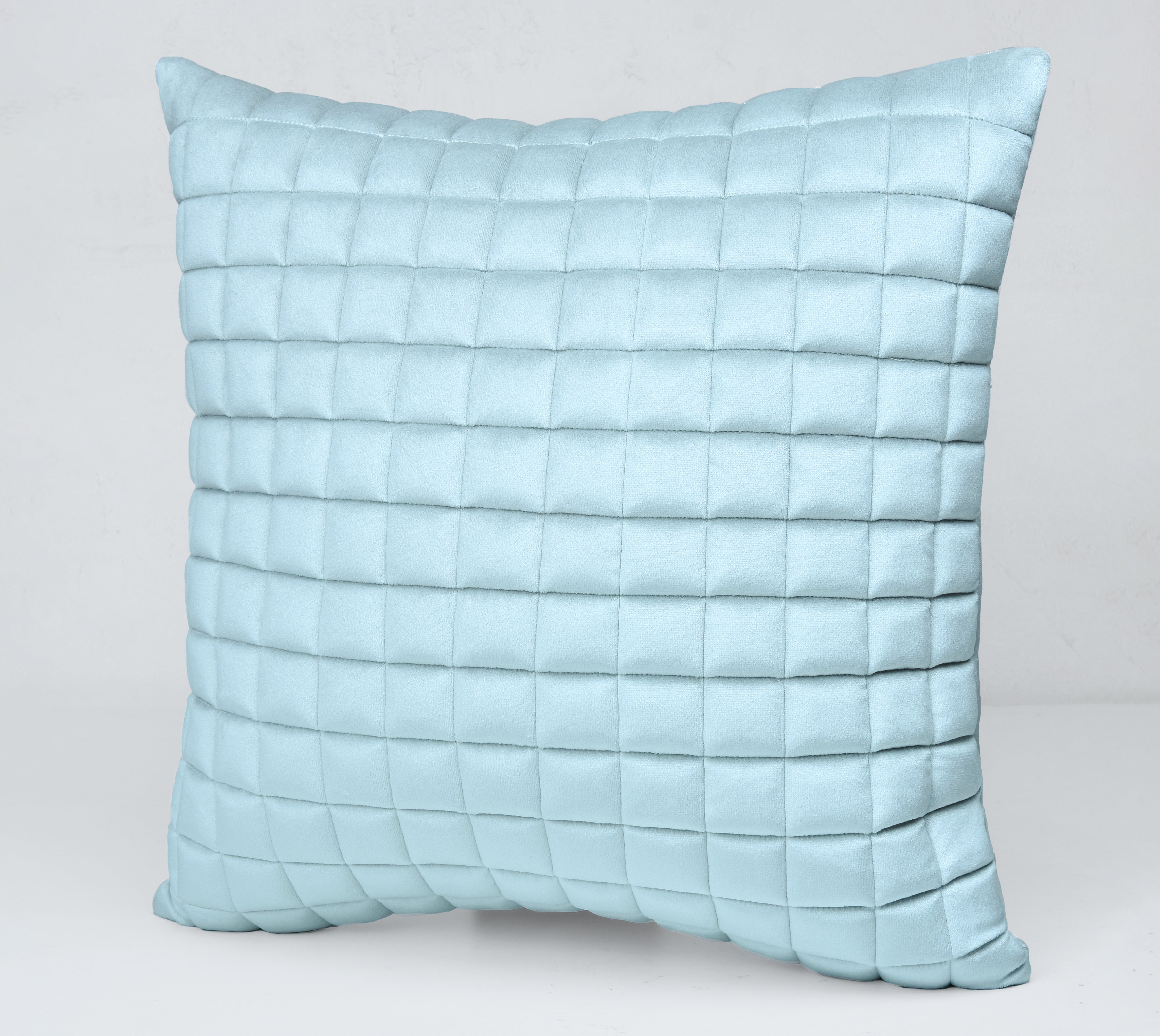 MATRIX Light Aqua Quilted Velvet Cushion Cover
