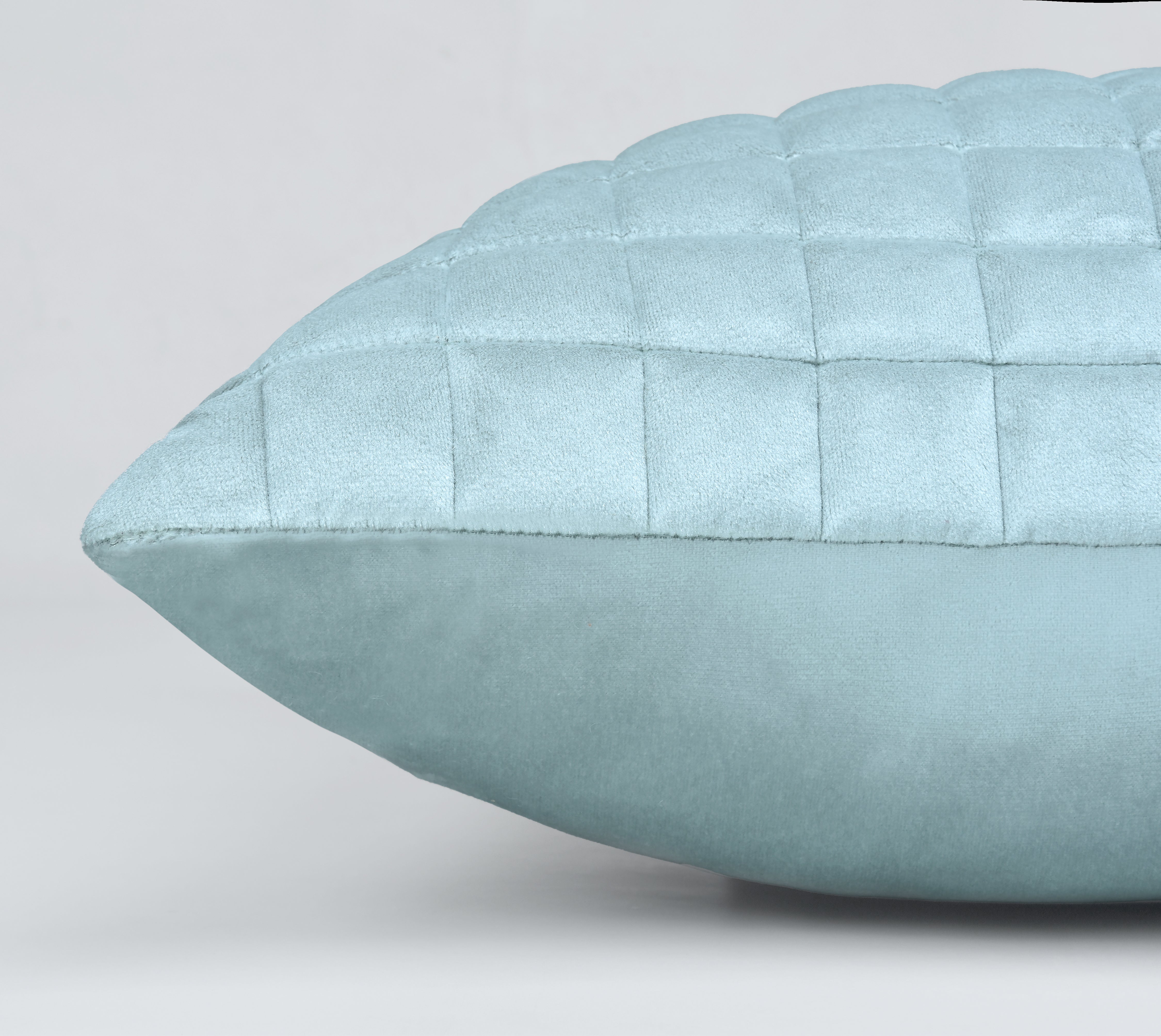 MATRIX Light Aqua Quilted Velvet Cushion Cover