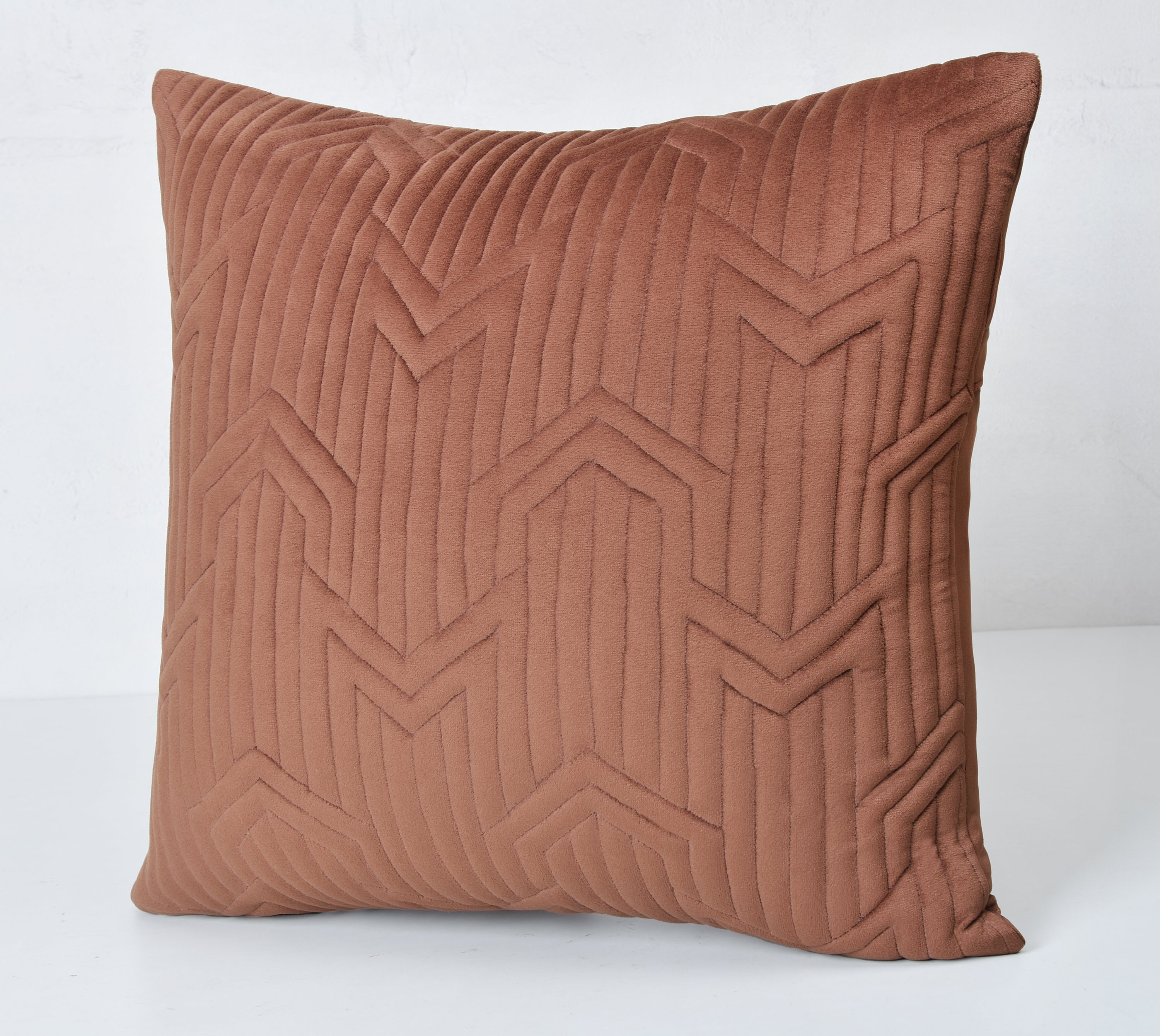 JASPER Rust Quilted Velvet Cushion Cover