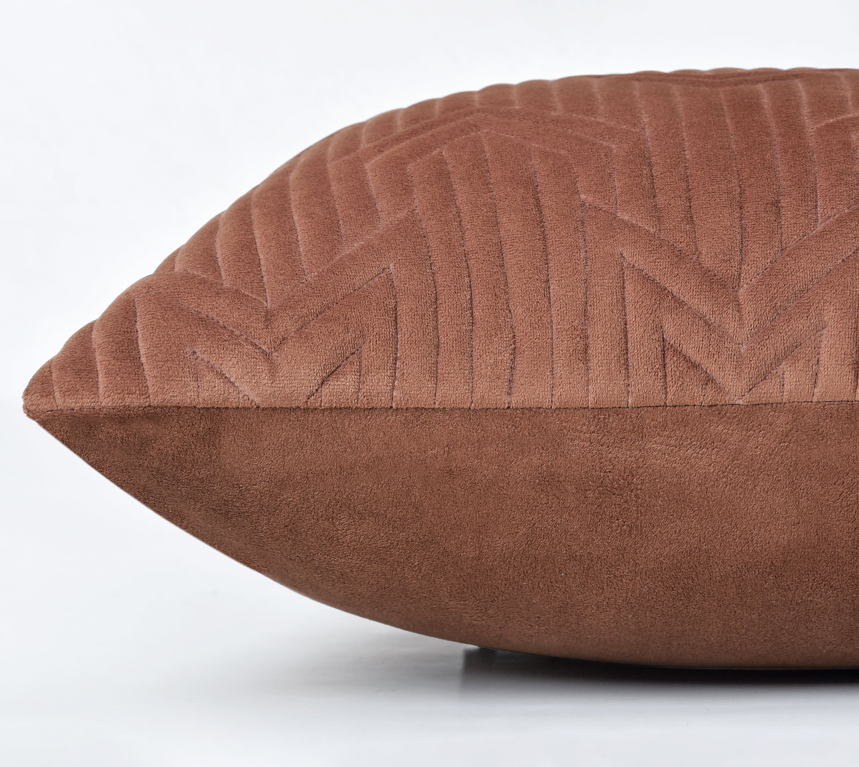 JASPER Rust Quilted Velvet Cushion Cover