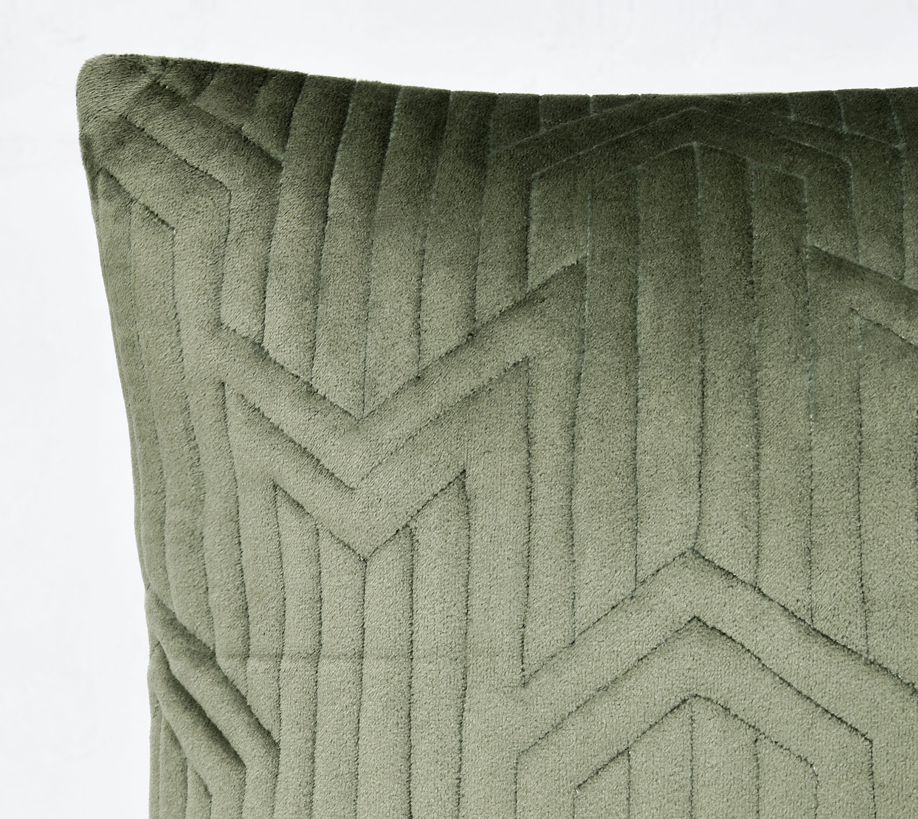 JASPER Green Quilted velvet Cushion Cover
