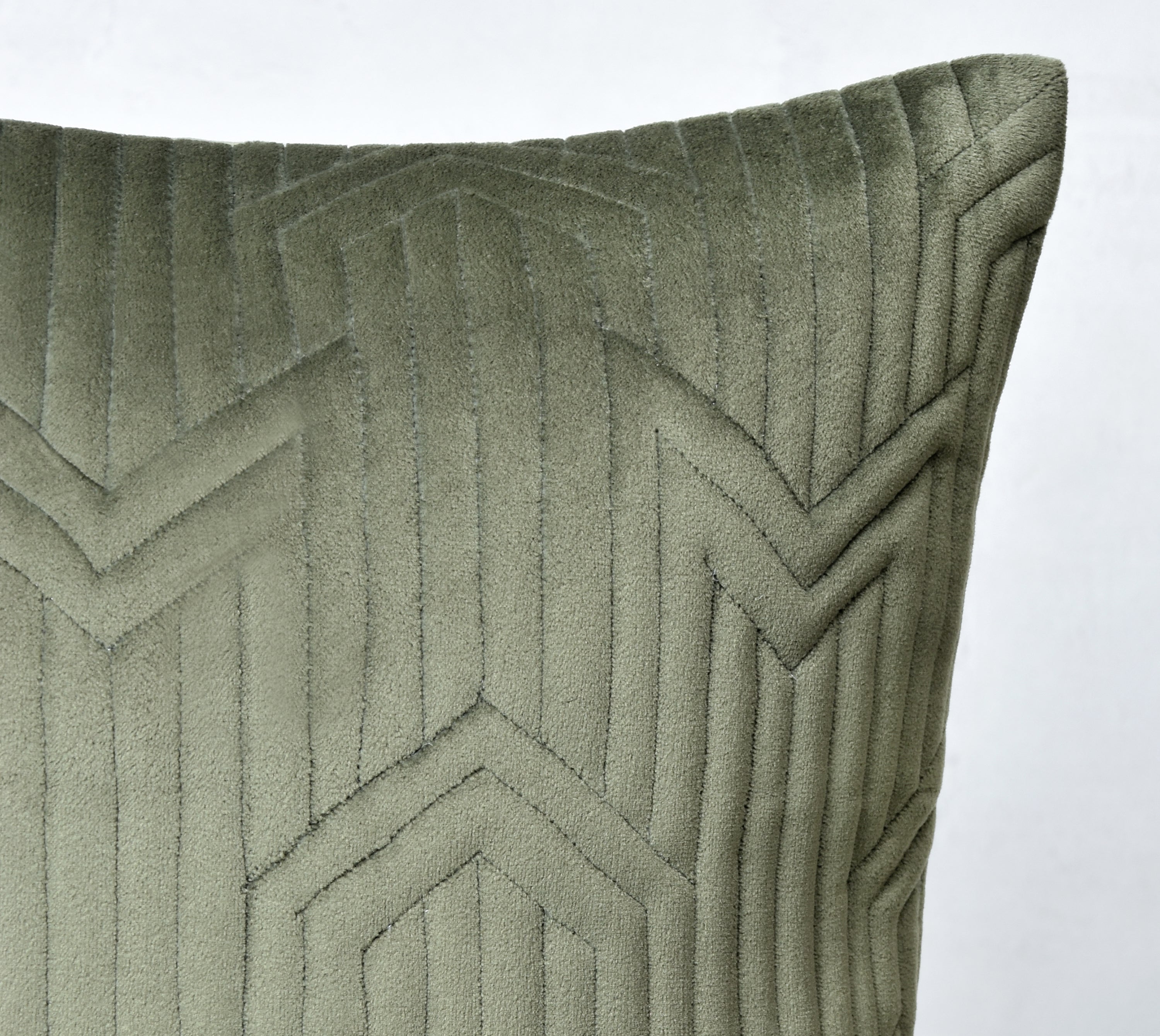 JASPER Green Quilted velvet Cushion Cover