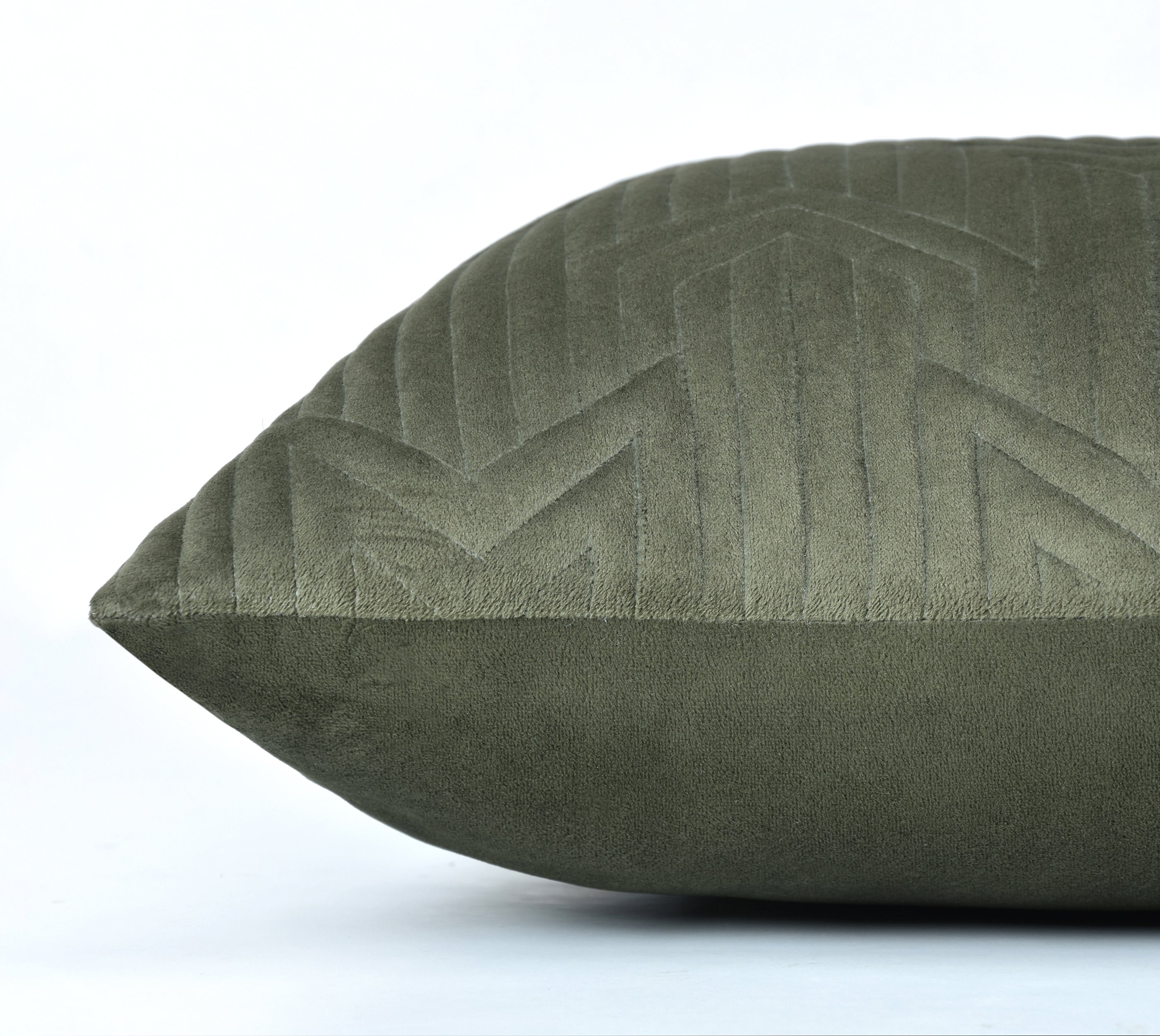 JASPER Green Quilted velvet Cushion Cover