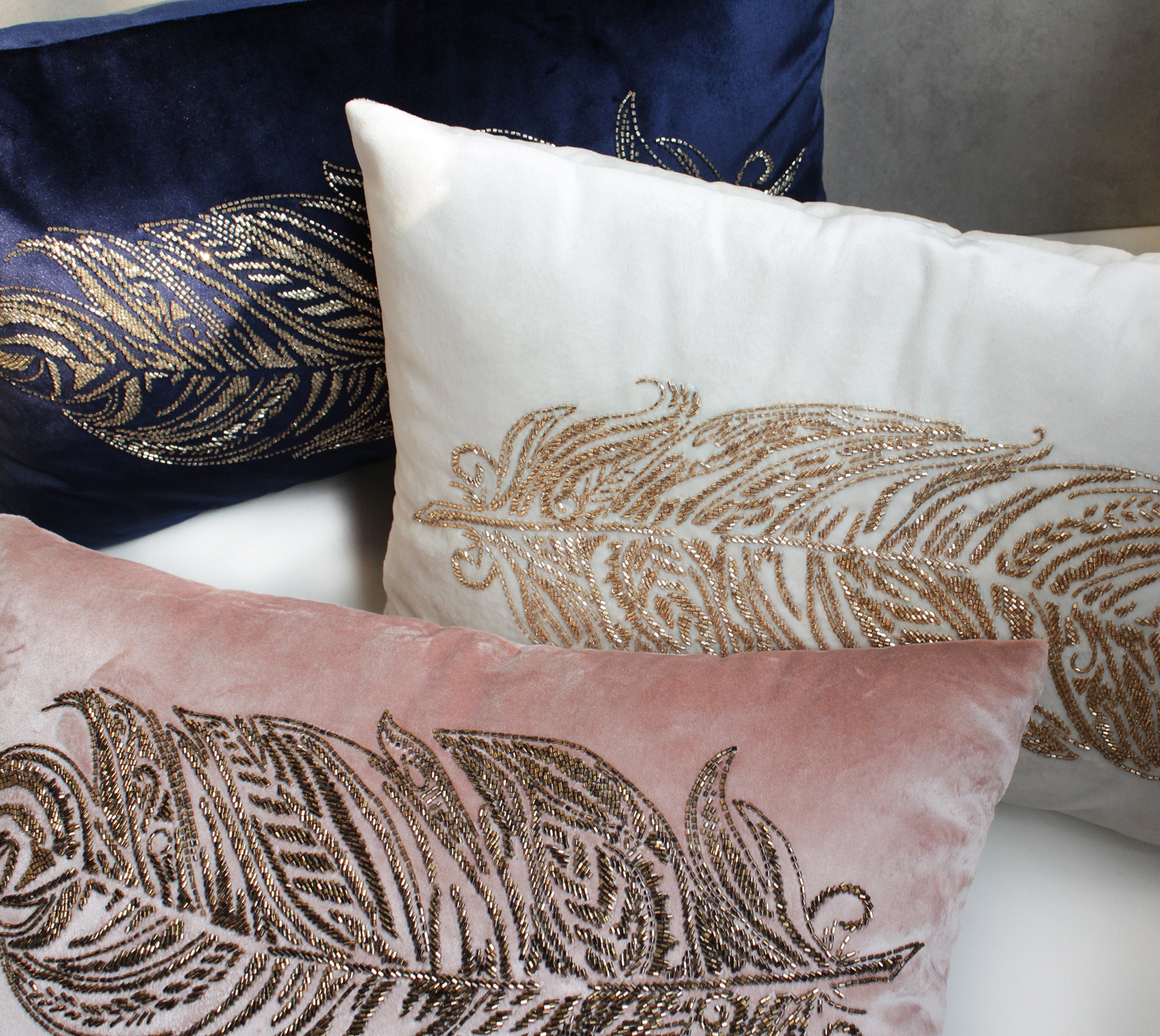 ORION Navy Blue Velvet Cushion Cover
