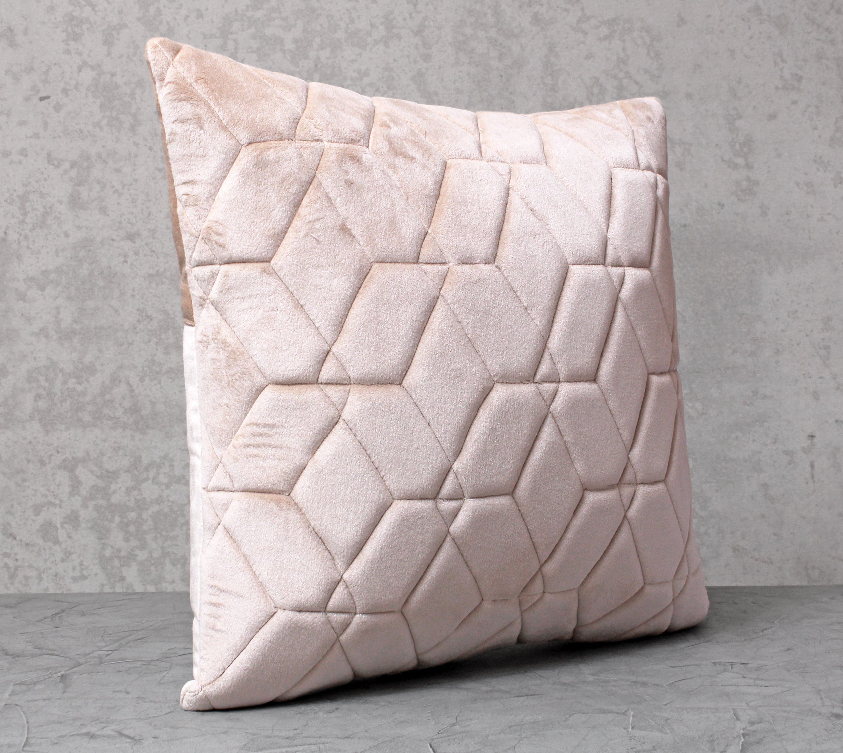 JASPER Ecru Quilted Velvet Cushion Cover