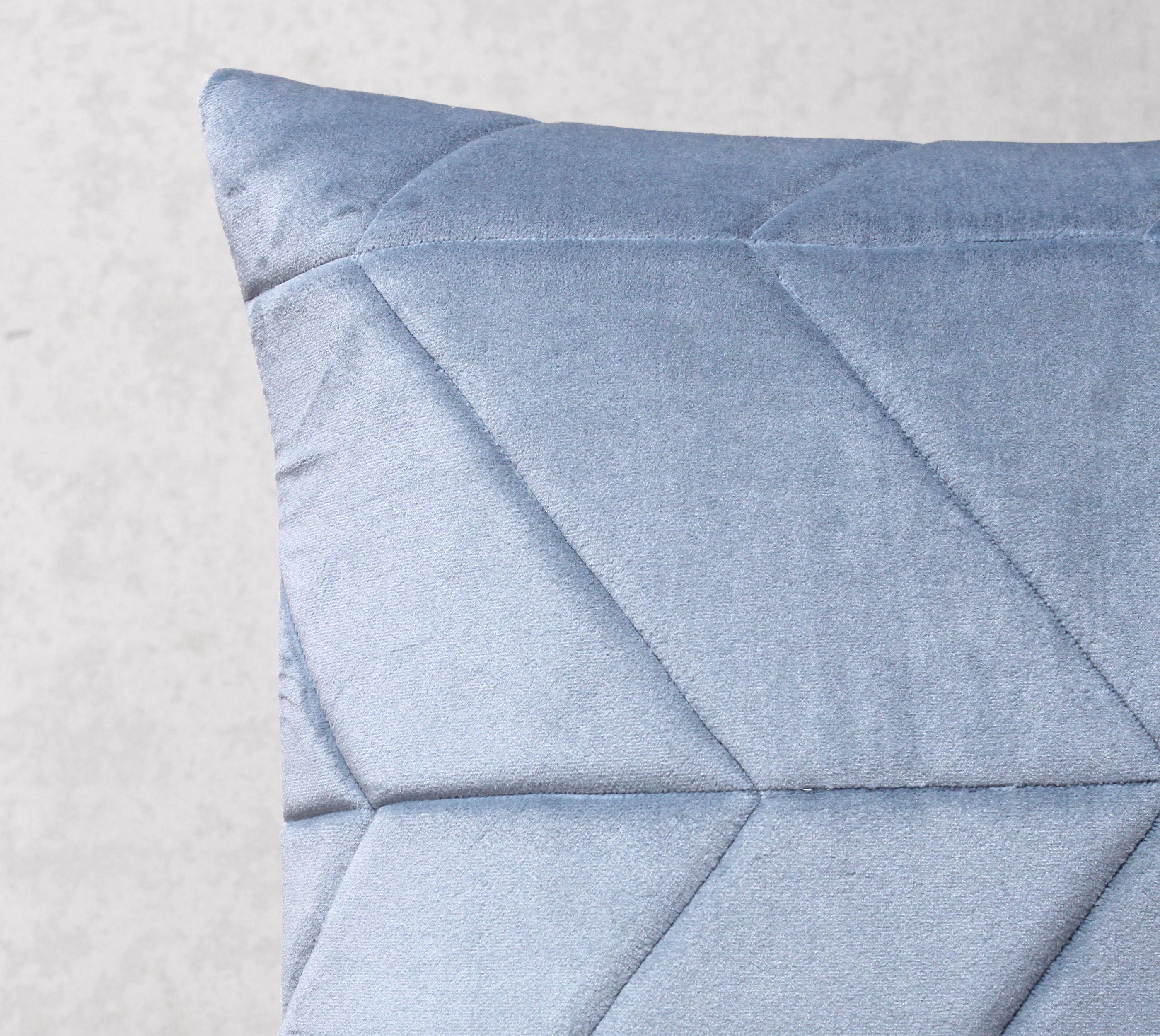 JASPER Dusty Blue Quilted Velvet Cushion Cover
