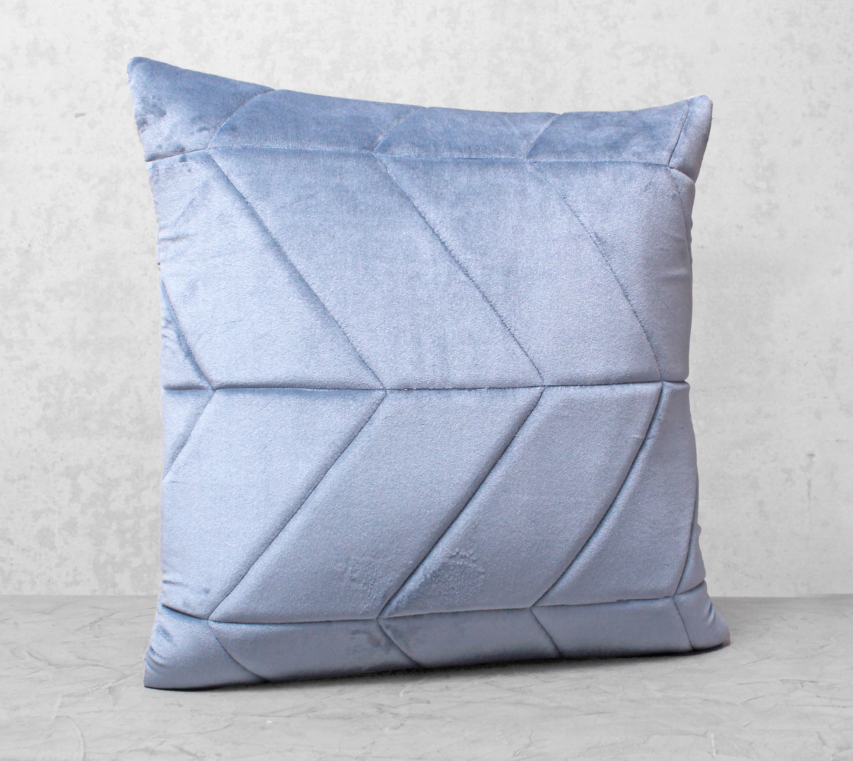 JASPER Dusty Blue Quilted Velvet Cushion Cover