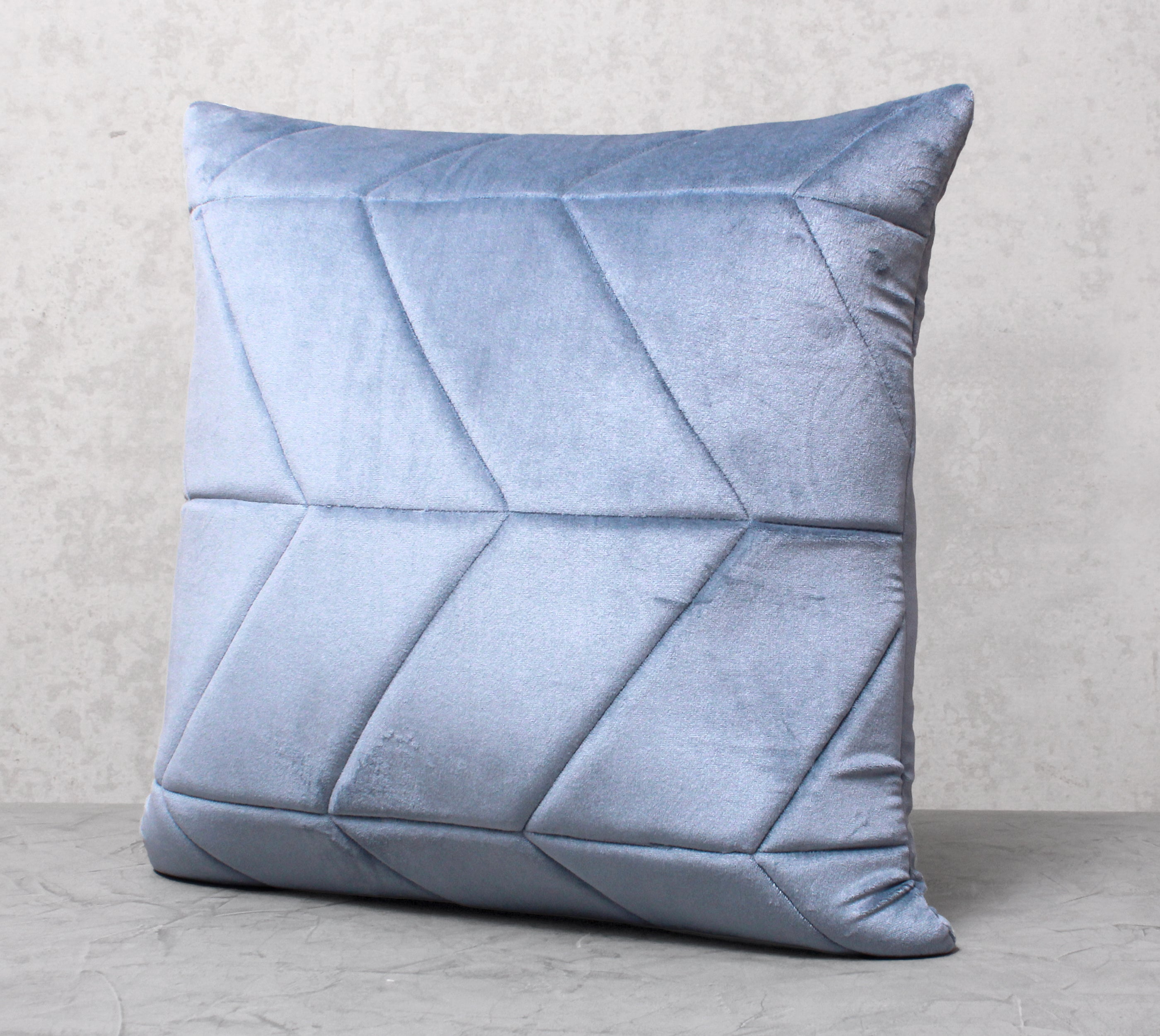 JASPER Dusty Blue Quilted Velvet Cushion Cover