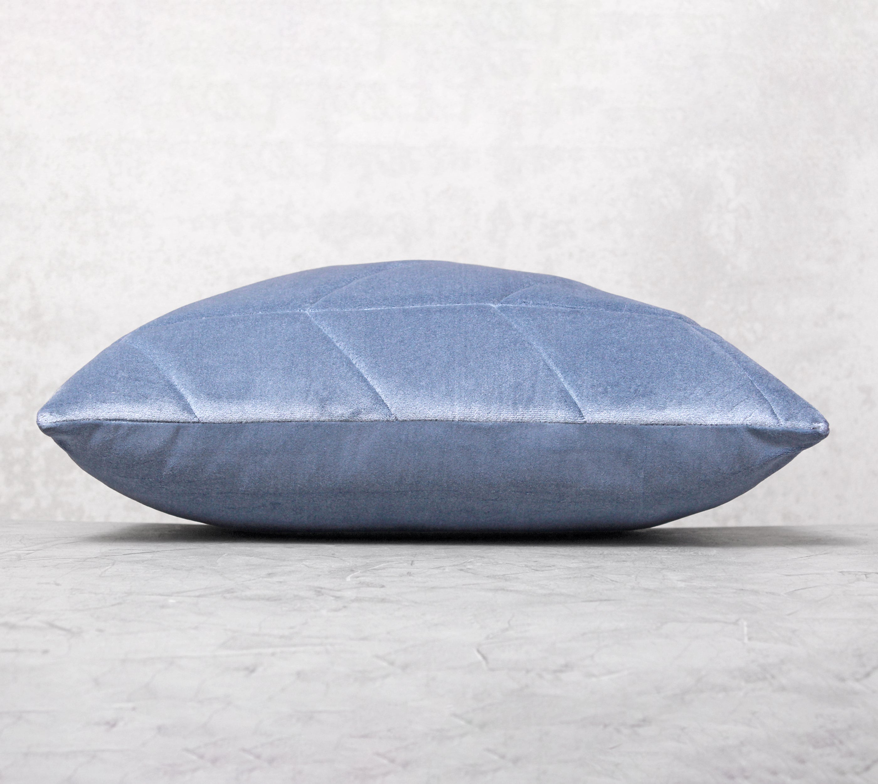JASPER Dusty Blue Quilted Velvet Cushion Cover