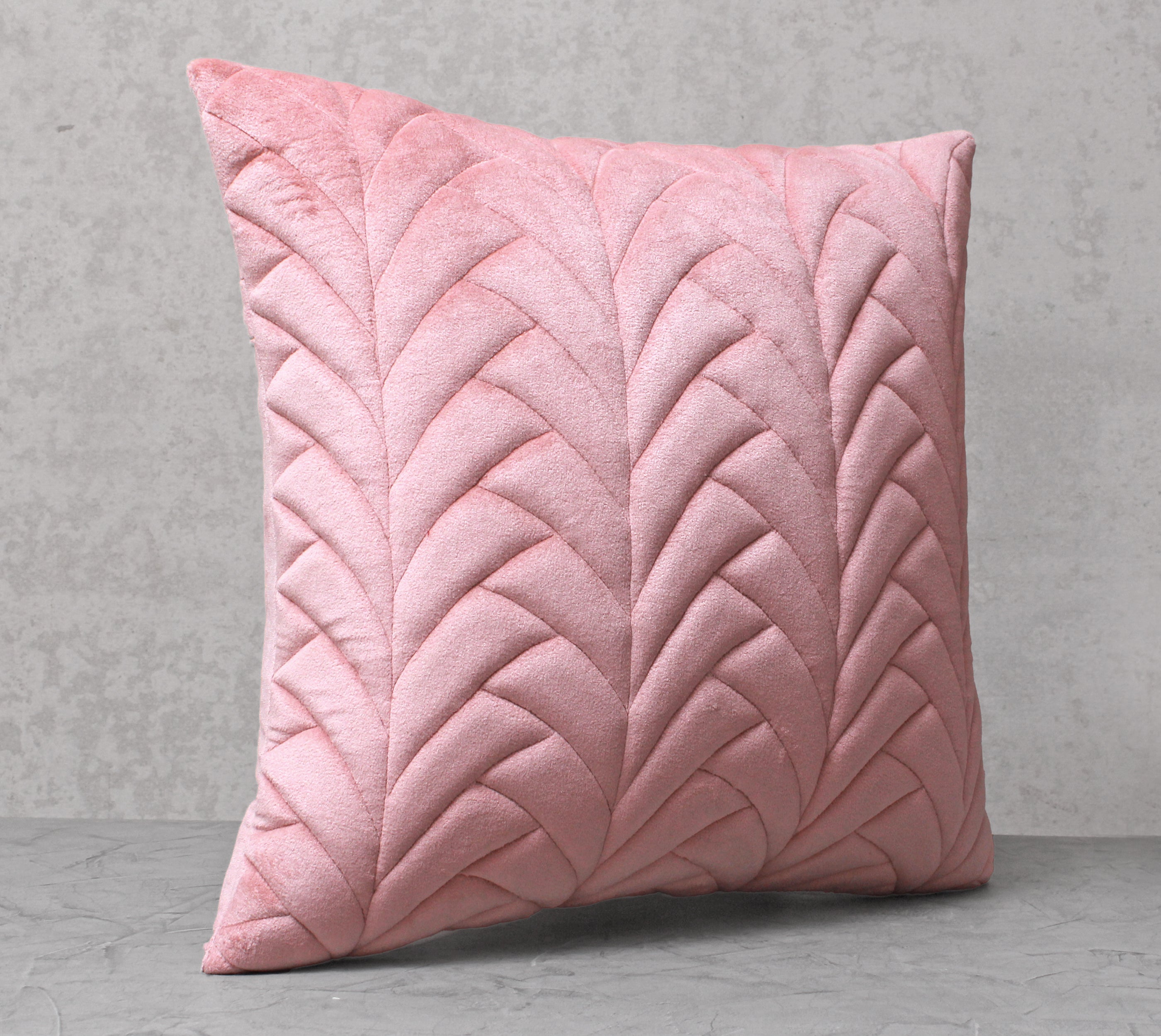 JASPER Pink Quilted Velvet Cushion Cover