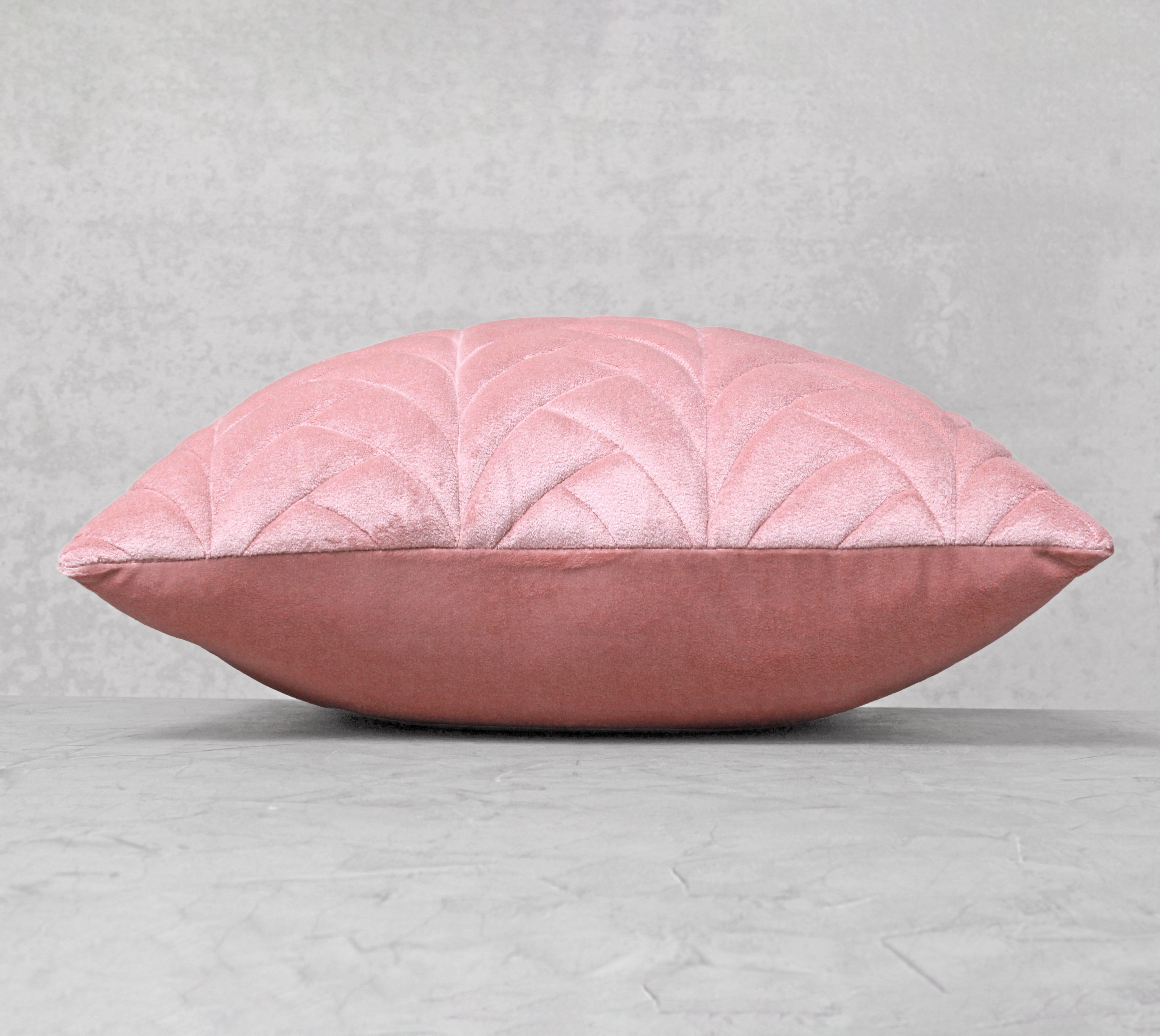 JASPER Pink Quilted Velvet Cushion Cover