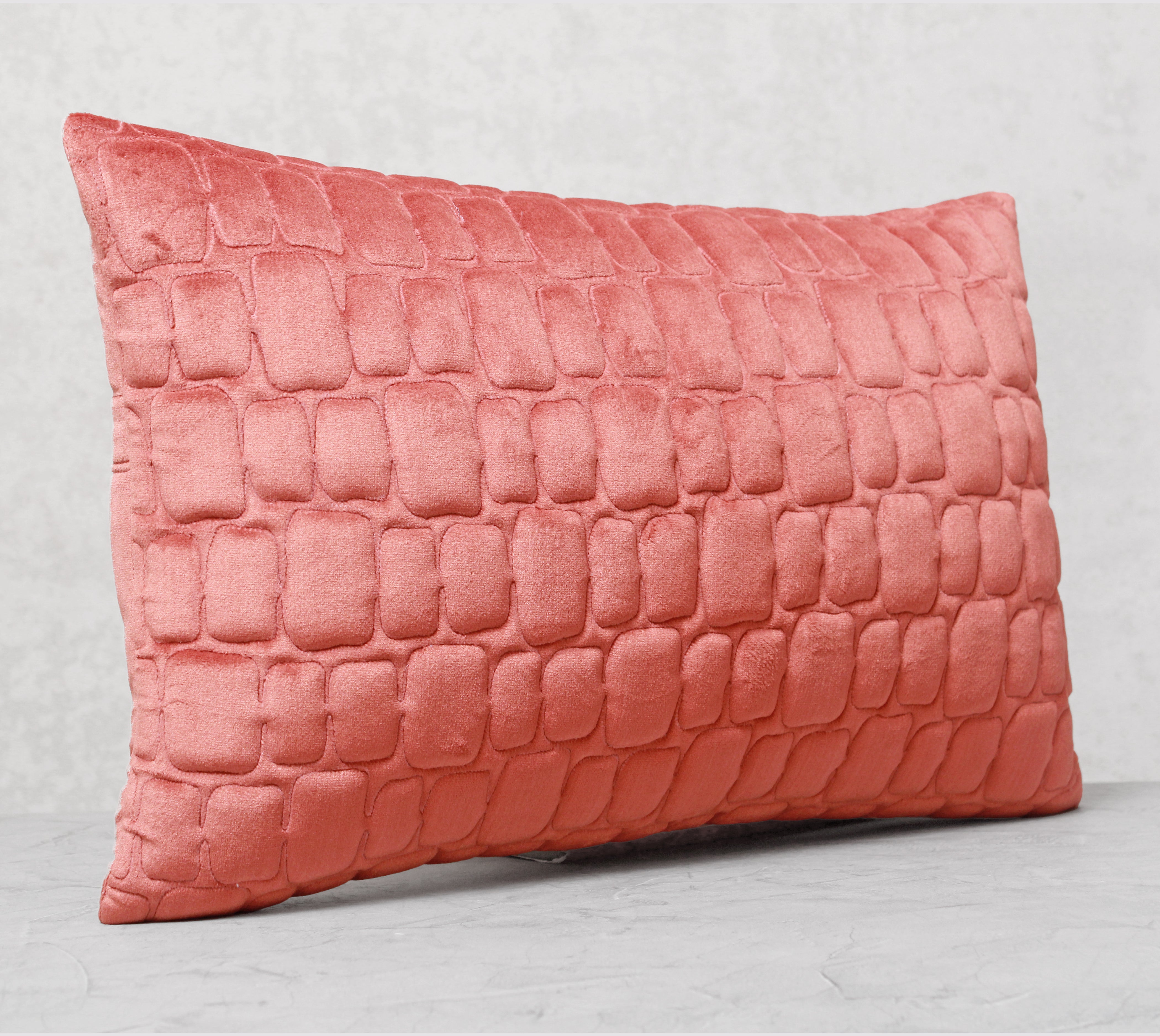 JASPER Coral Quilted Velvet Cushion Cover