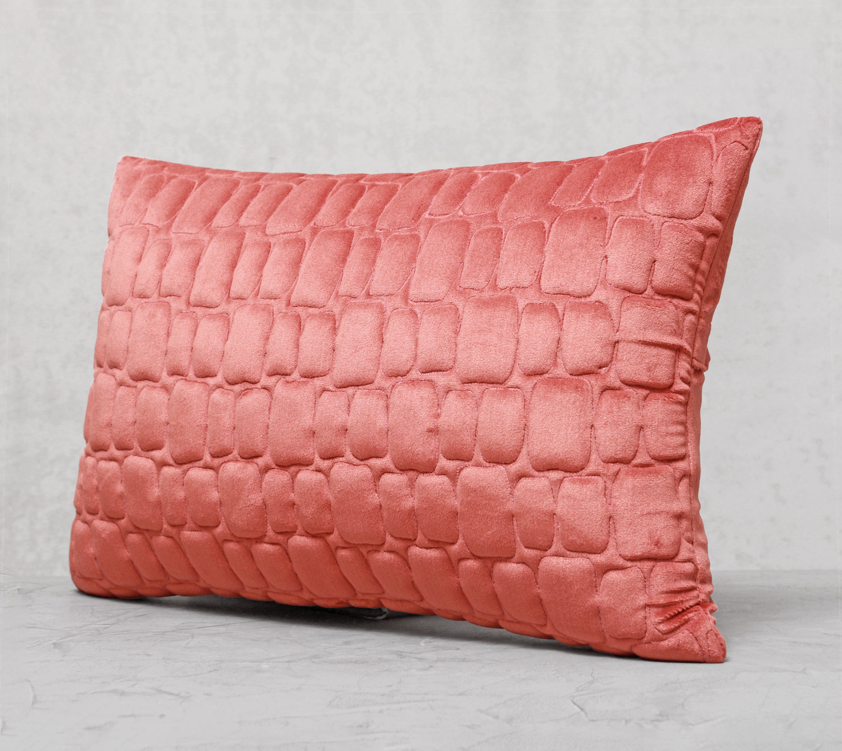 JASPER Coral Quilted Velvet Cushion Cover