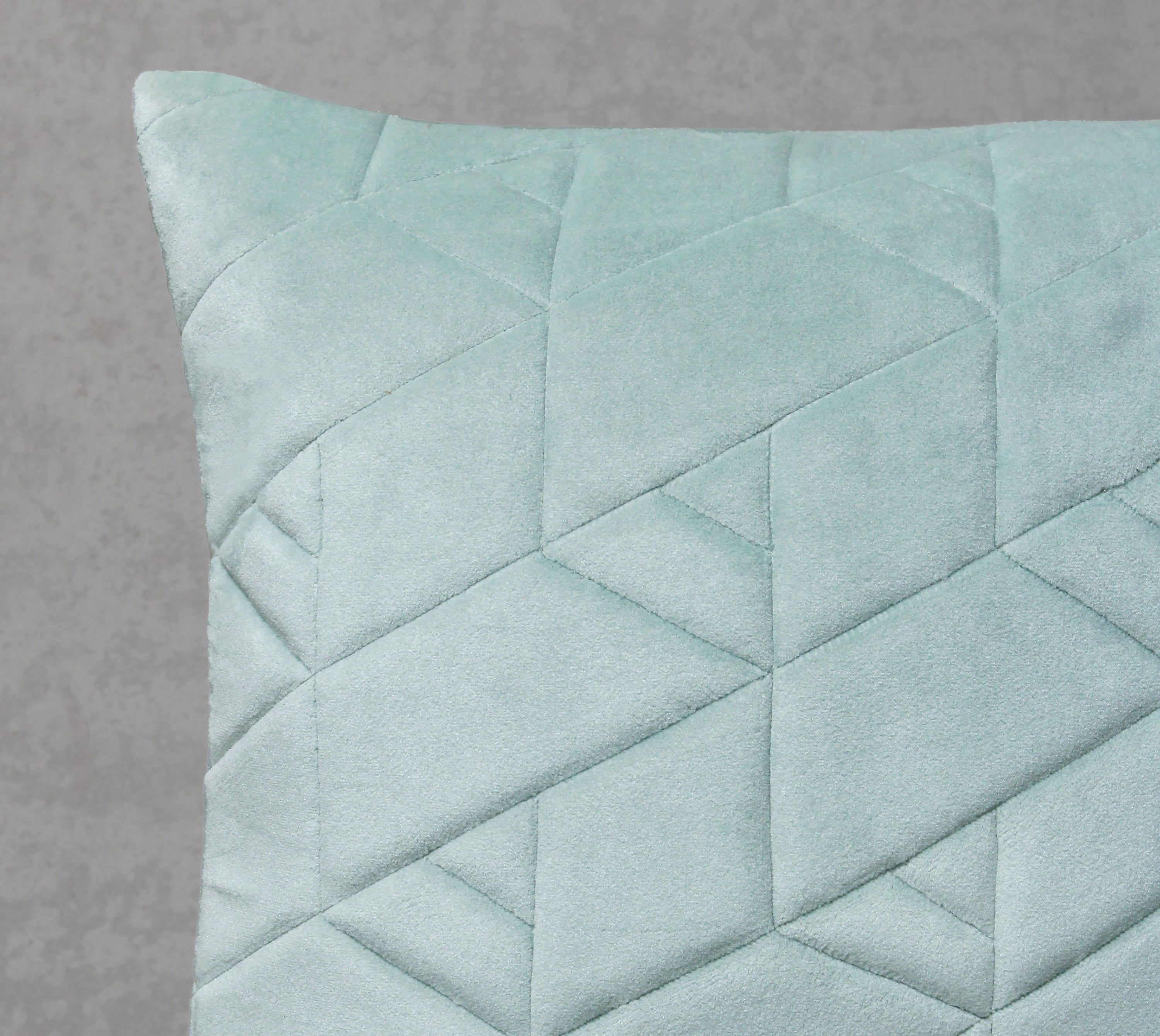 JASPER Light Blue Quilted Velvet Cushion Cover