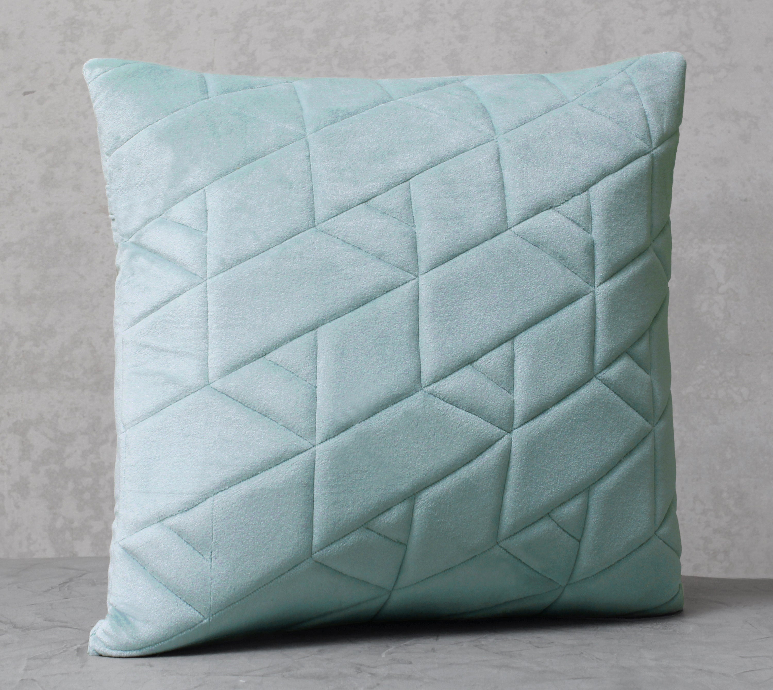 JASPER Light Blue Quilted Velvet Cushion Cover