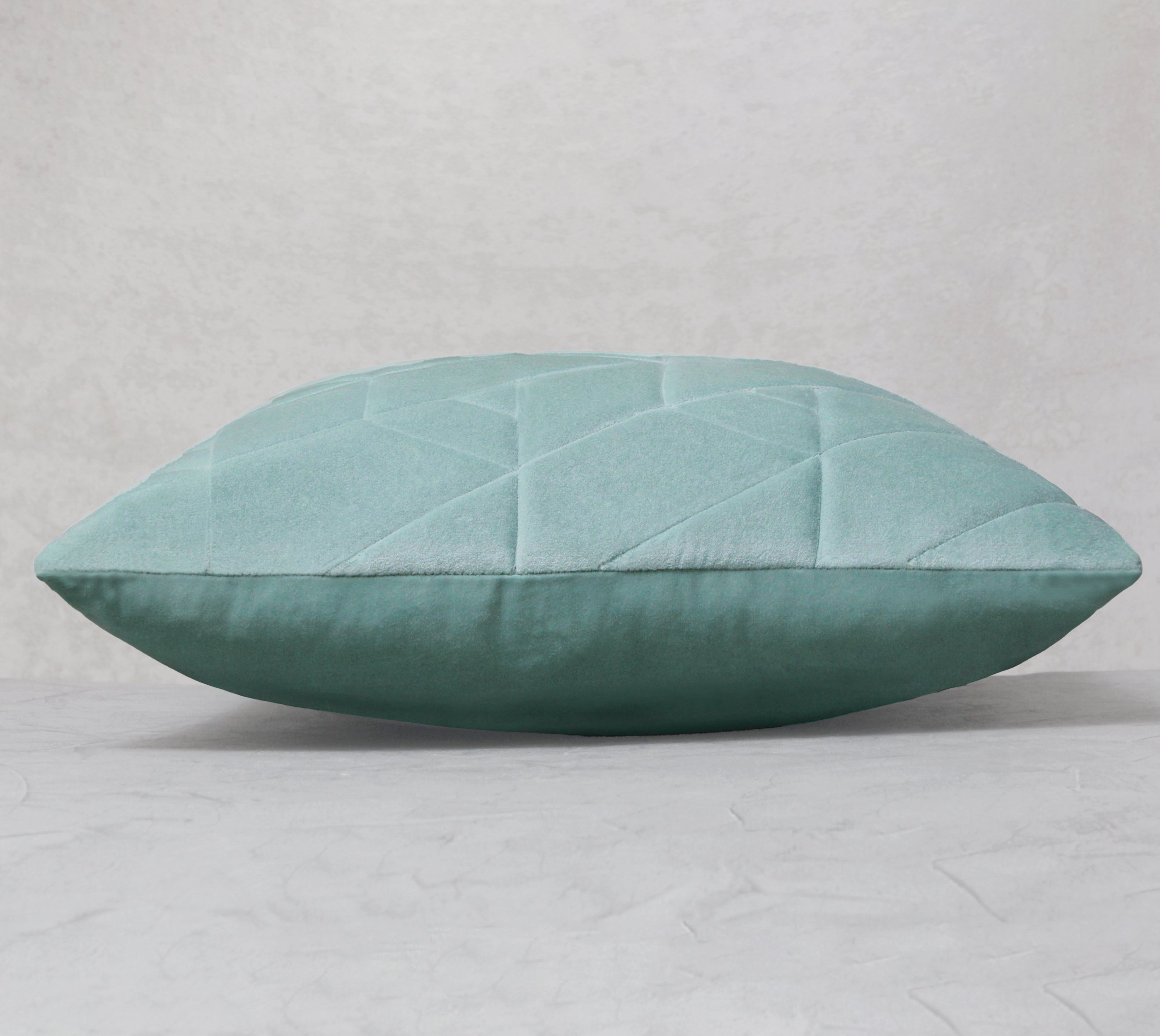 JASPER Light Blue Quilted Velvet Cushion Cover