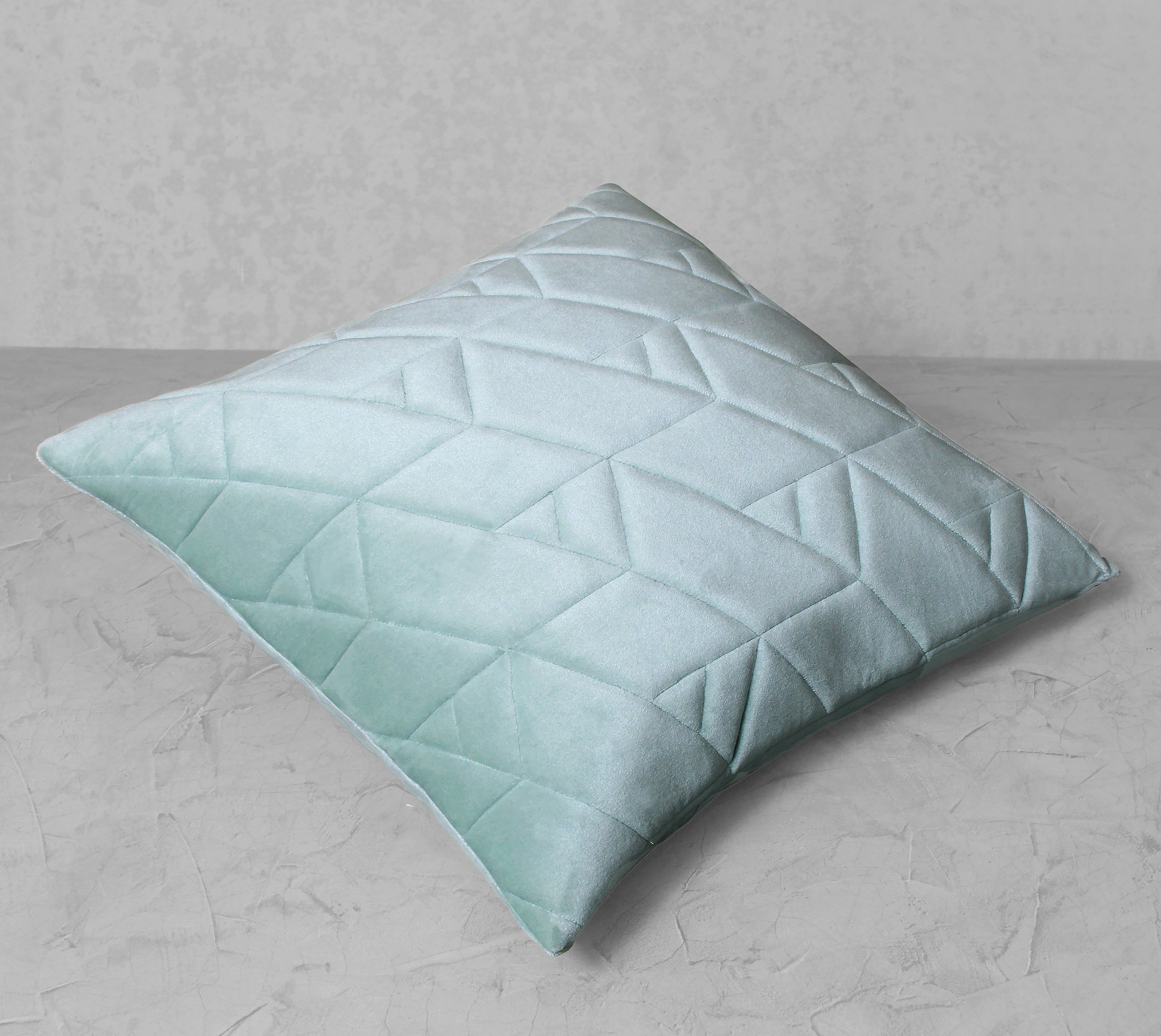 JASPER Light Blue Quilted Velvet Cushion Cover