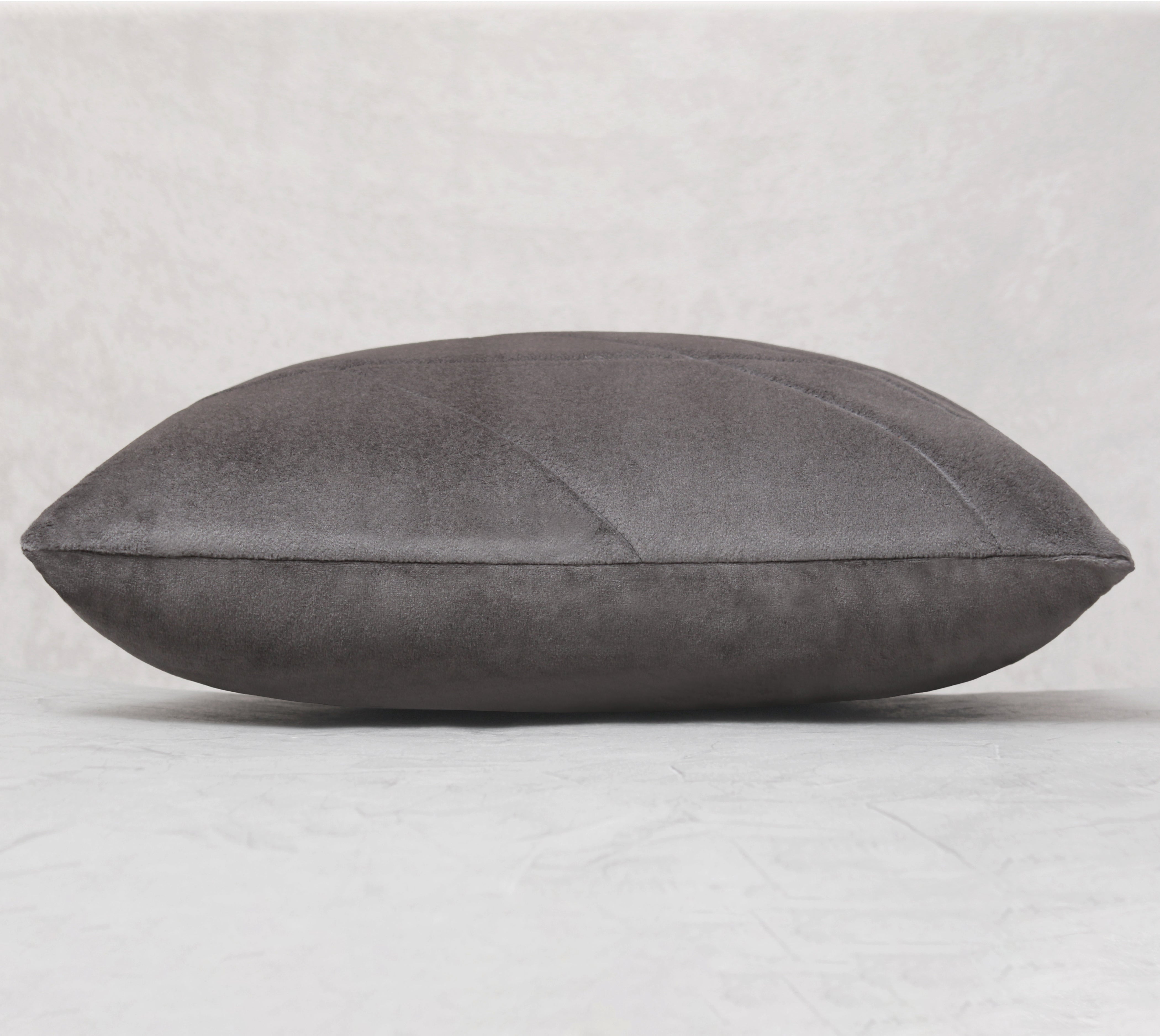 JASPER Grey Quilted Velvet Cushion Cover