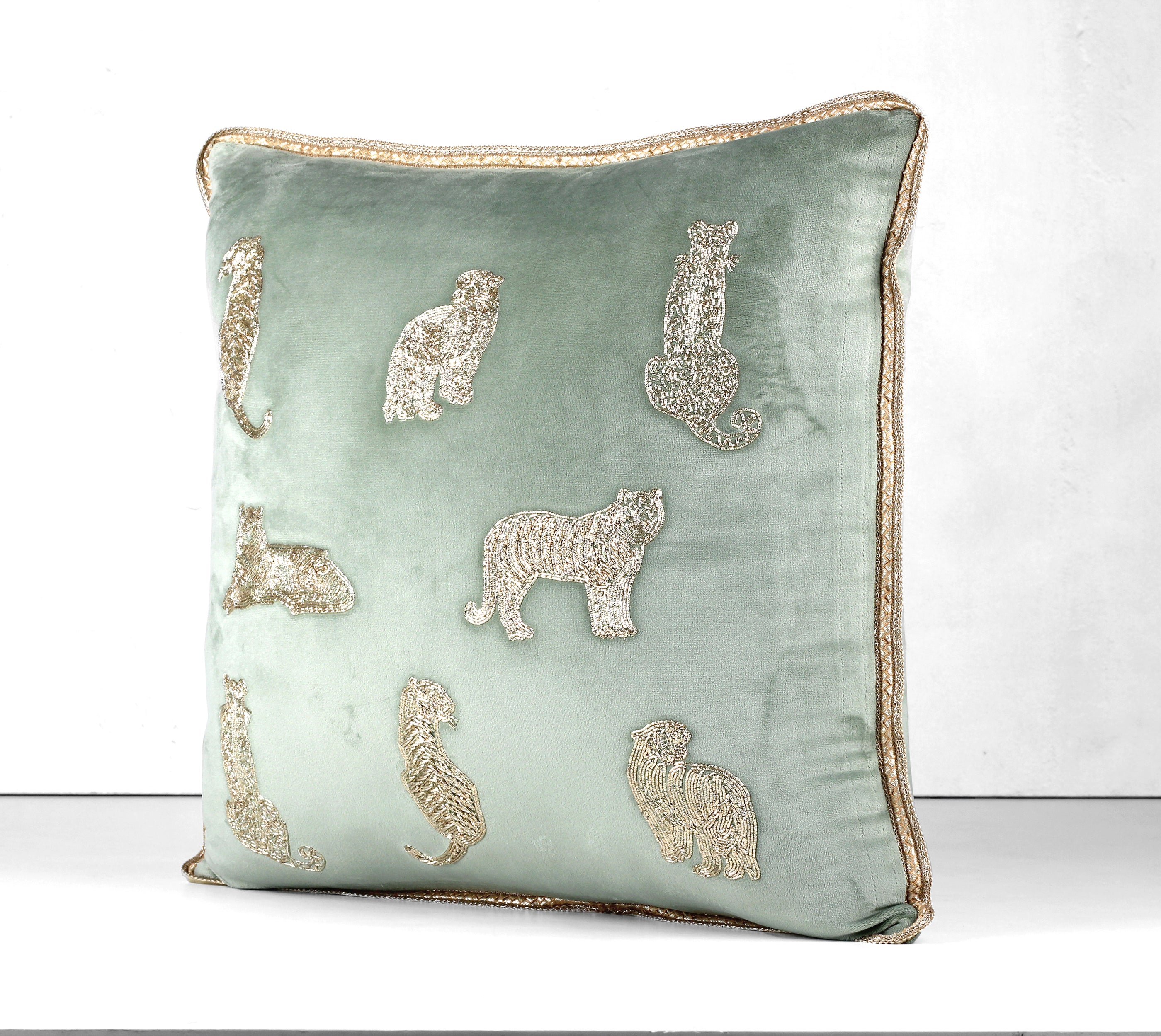 NARGIS Sage Green Velvet Cushion Cover